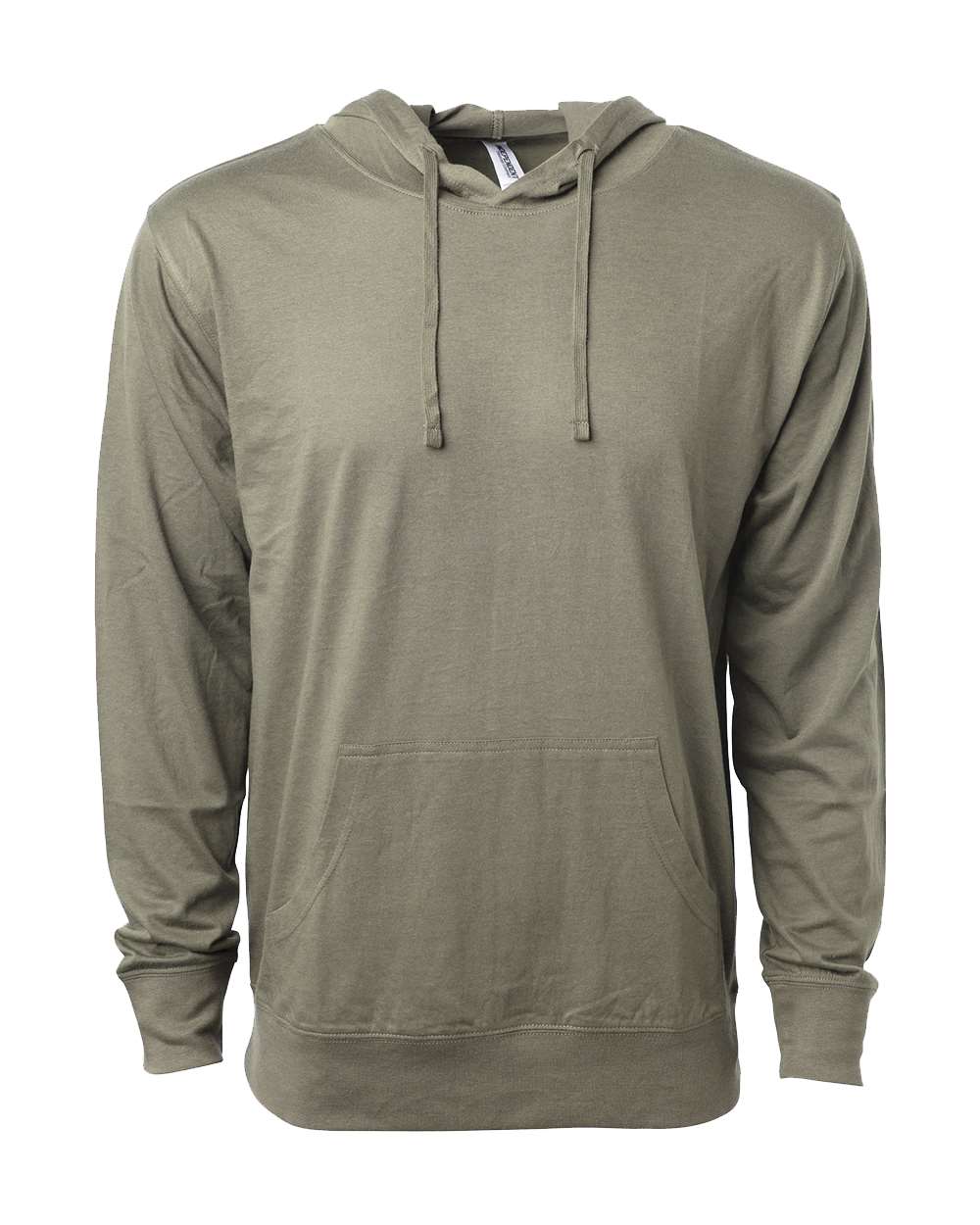 Unisex Lightweight Hooded Pullover T-Shirt - Front - B01976542 - Olive