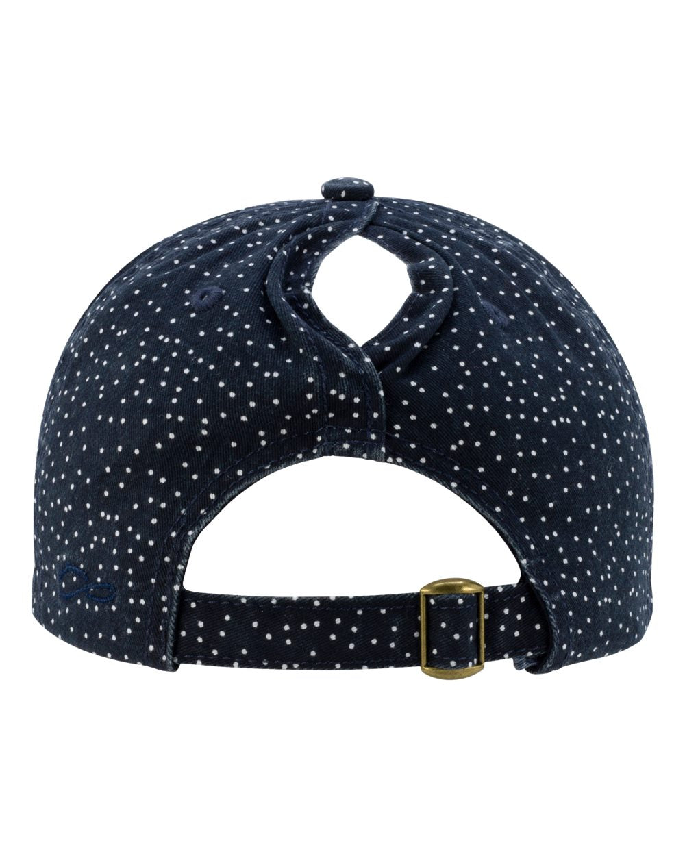 Women's Garment-Washed Fashion Print Cap - Back - B97795100 - Navy/ White Polka Dots