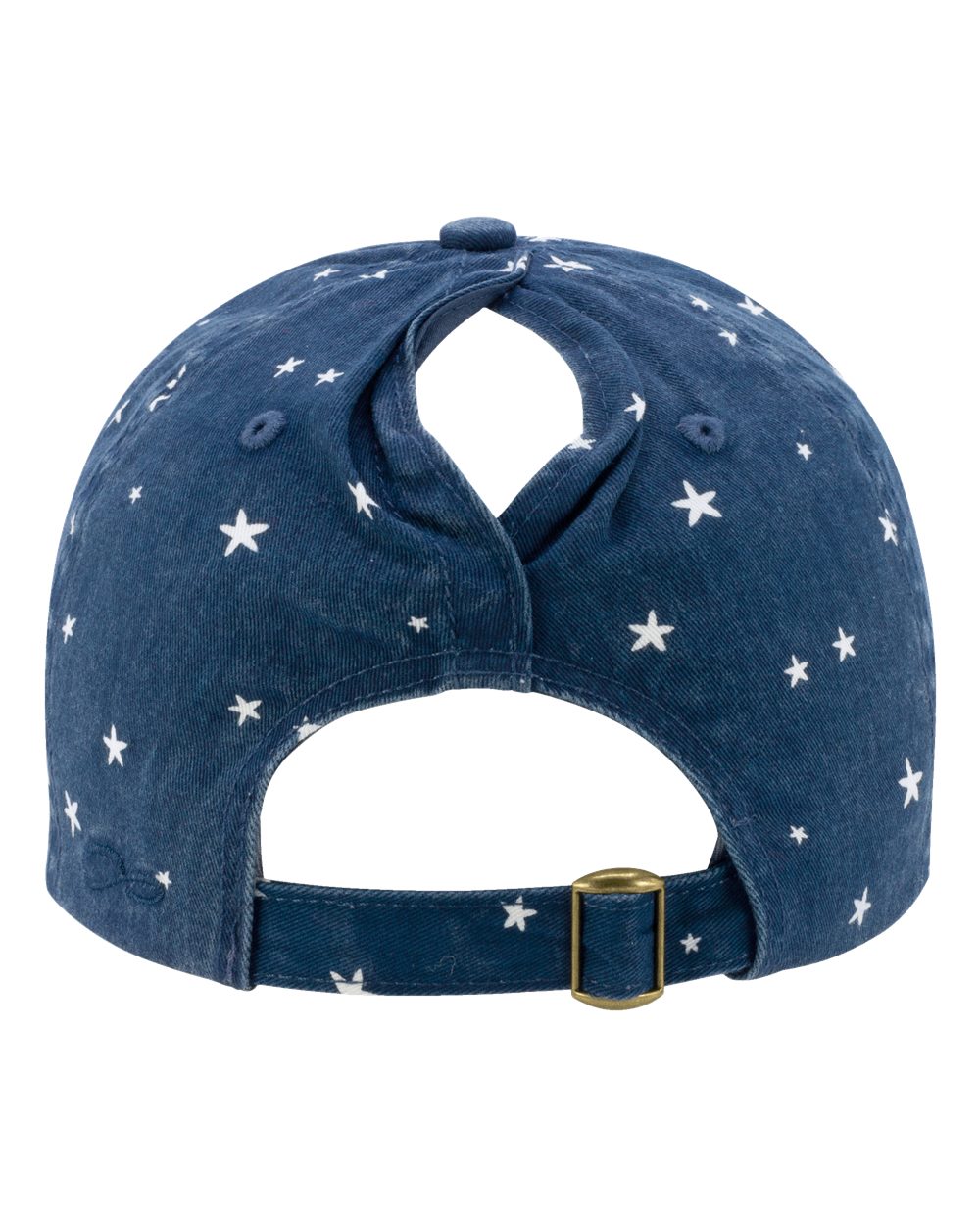 Women's Garment-Washed Fashion Print Cap - Back - B97795110 - Navy/ White Stars