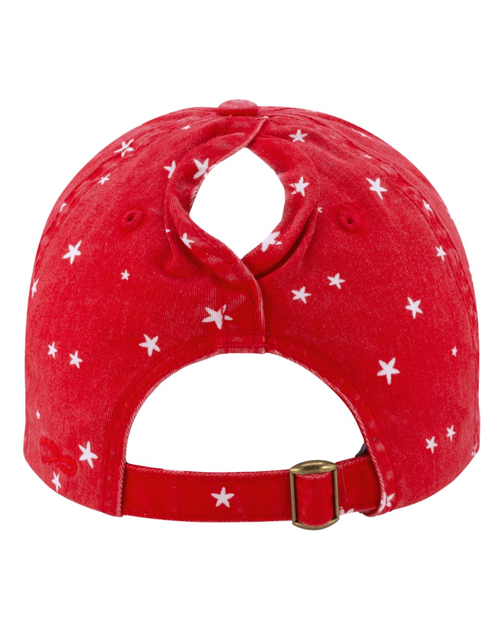 Women's Garment-Washed Fashion Print Cap - Back - B97795120 - Red/ White Stars