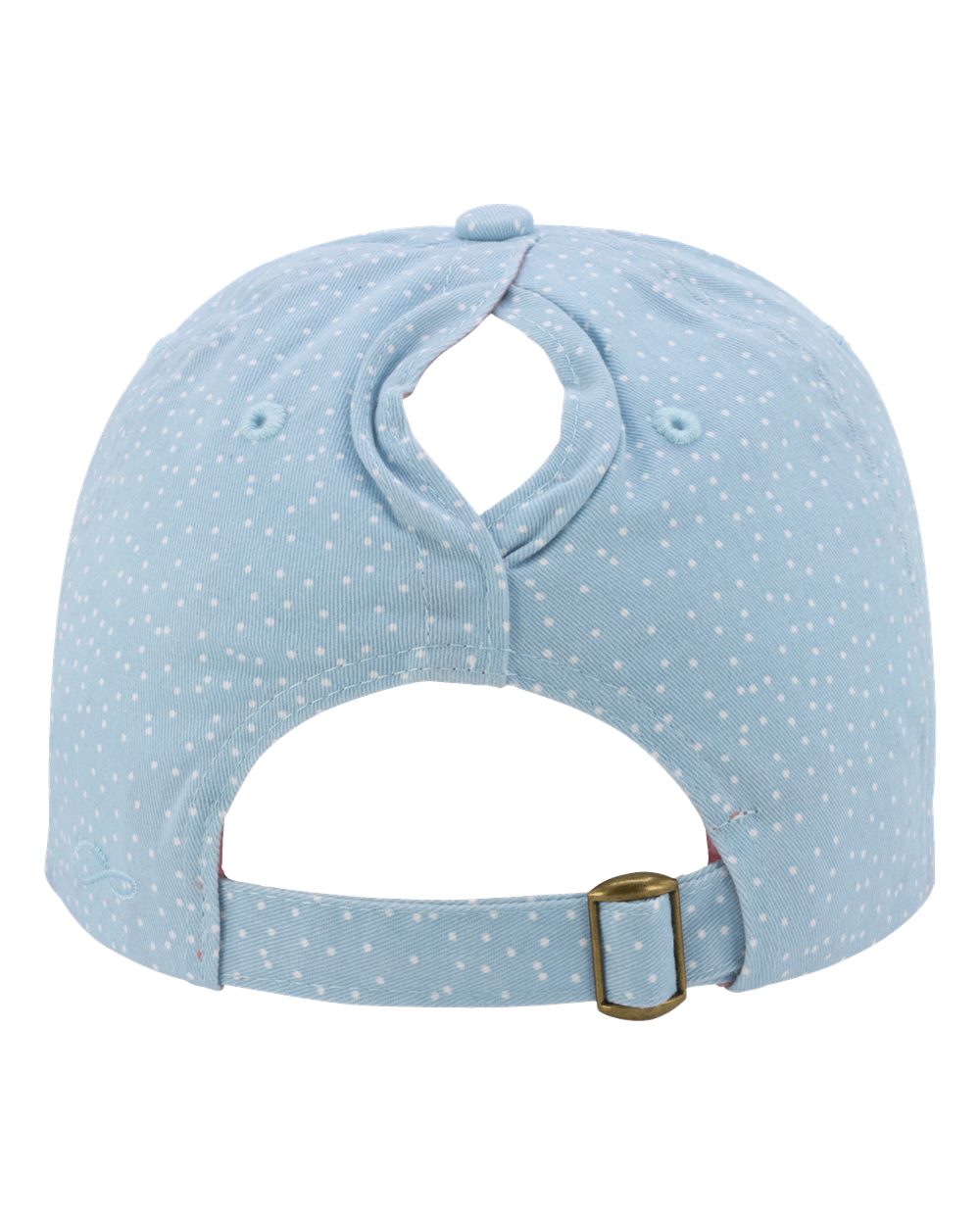 Women's Garment-Washed Fashion Print Cap - Back - B97795250 - Light Blue/ White Polka Dots