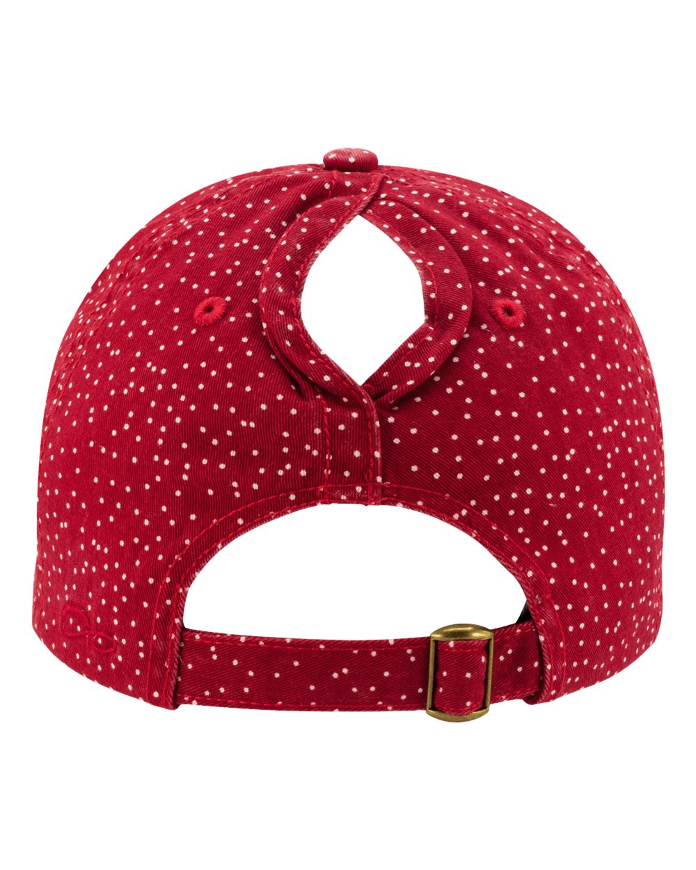 Women's Garment-Washed Fashion Print Cap - Back - B97795700 - Red/ White Polka Dots