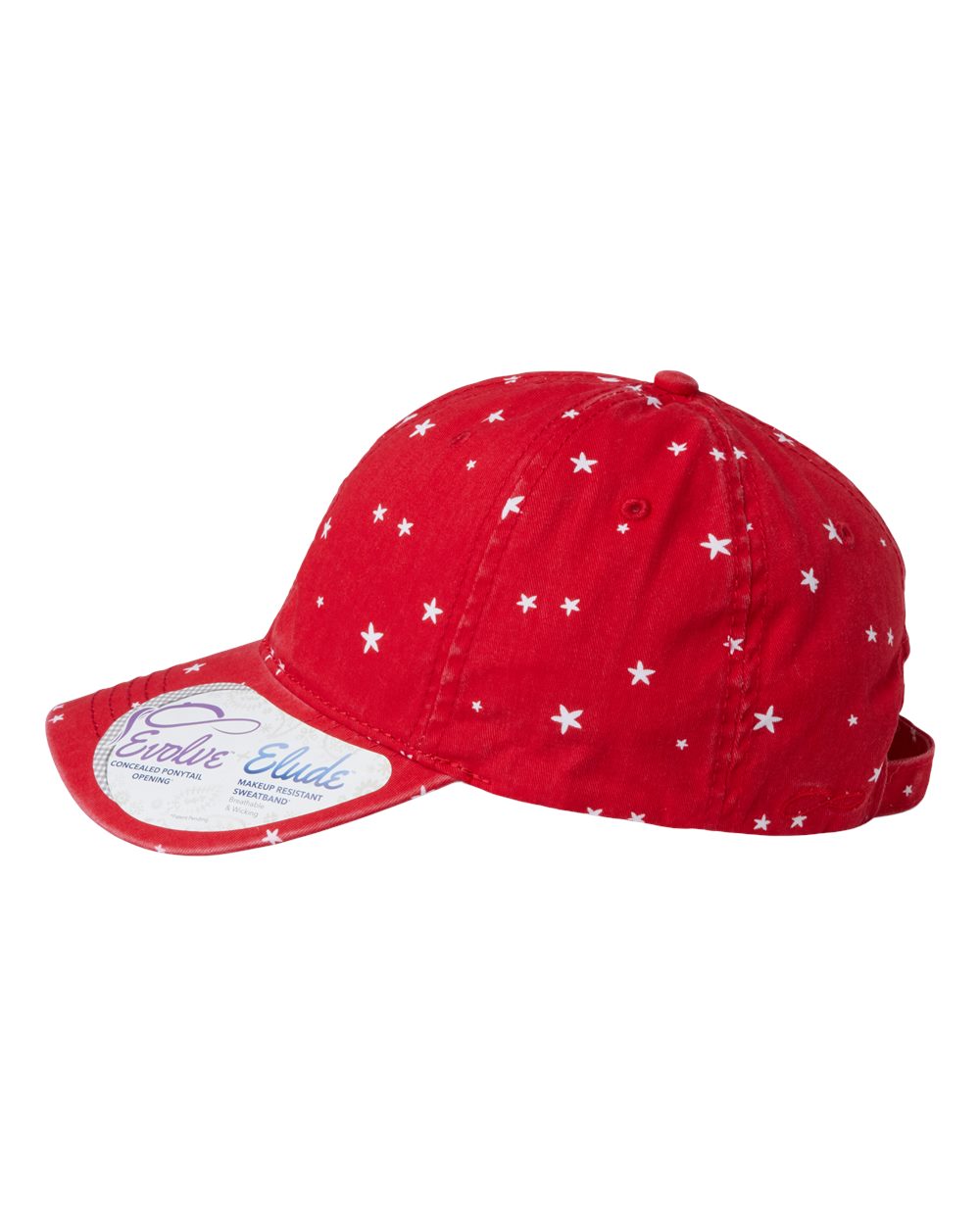 Women's Garment-Washed Fashion Print Cap - DirectSide - B97795120 - Red/ White Stars
