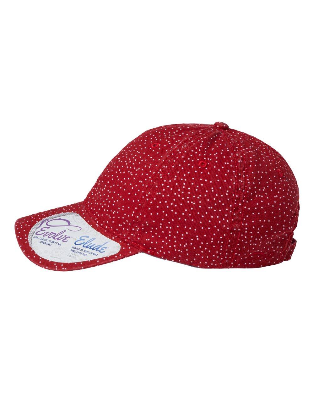 Women's Garment-Washed Fashion Print Cap - DirectSide - B97795700 - Red/ White Polka Dots