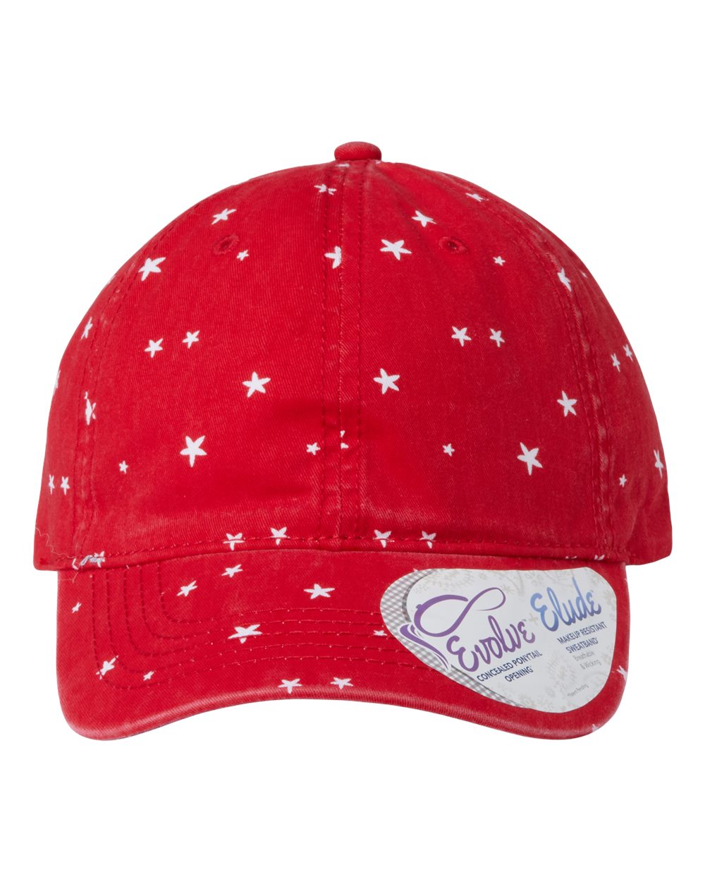 Women's Garment-Washed Fashion Print Cap - Front - B97795120 - Red/ White Stars