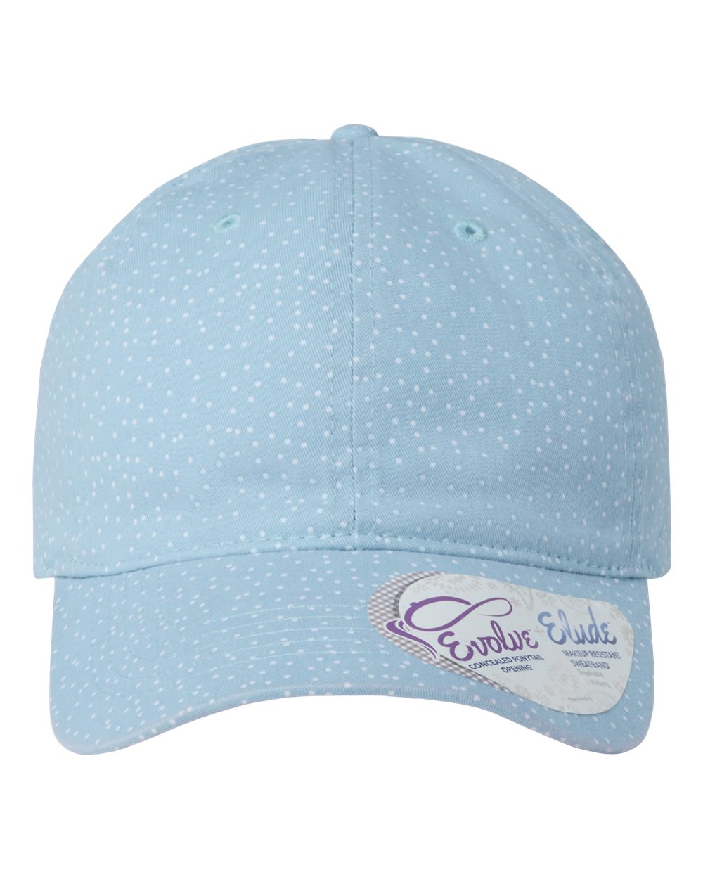 Women's Garment-Washed Fashion Print Cap - Front - B97795250 - Light Blue/ White Polka Dots