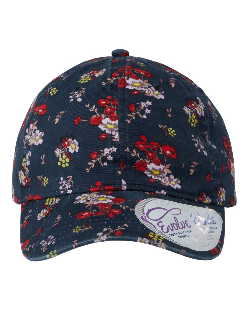 Women's Garment-Washed Fashion Print Cap - Front - B97795650 - Dark Navy/ Floral