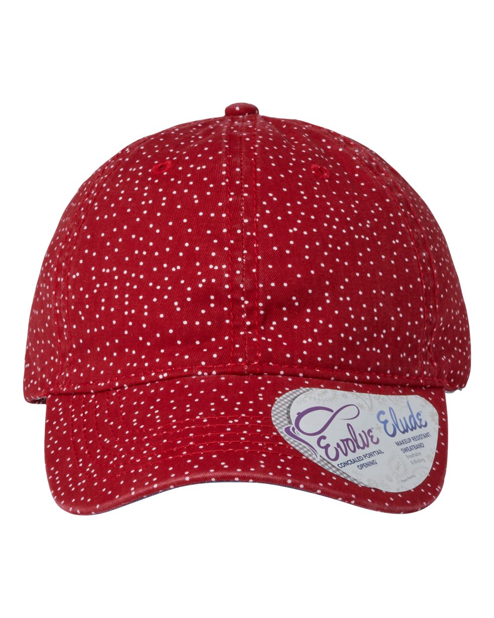 Women's Garment-Washed Fashion Print Cap - Front - B97795700 - Red/ White Polka Dots