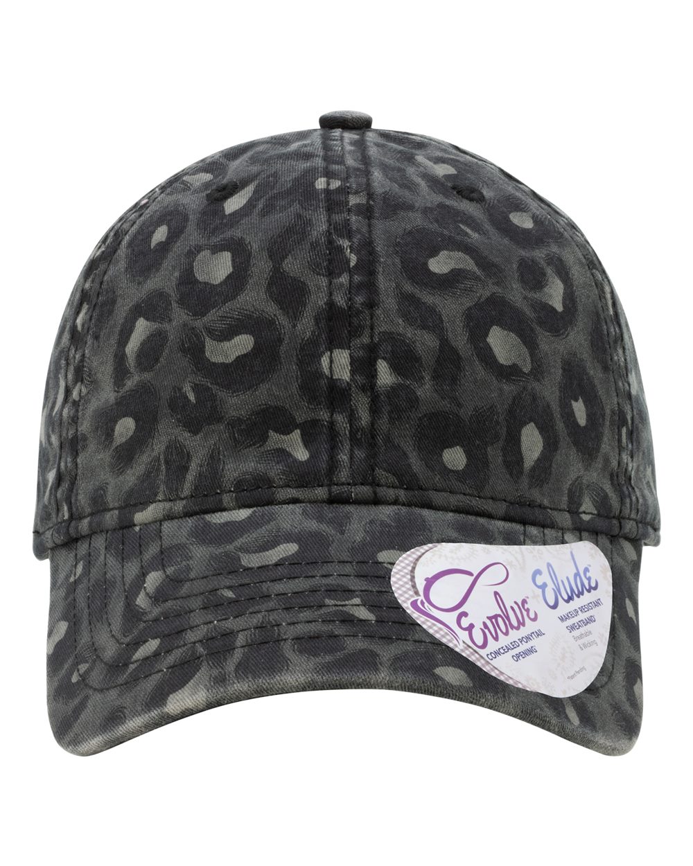 Women's Garment-Washed Fashion Print Cap - Front - B97795950 - Black Leopard