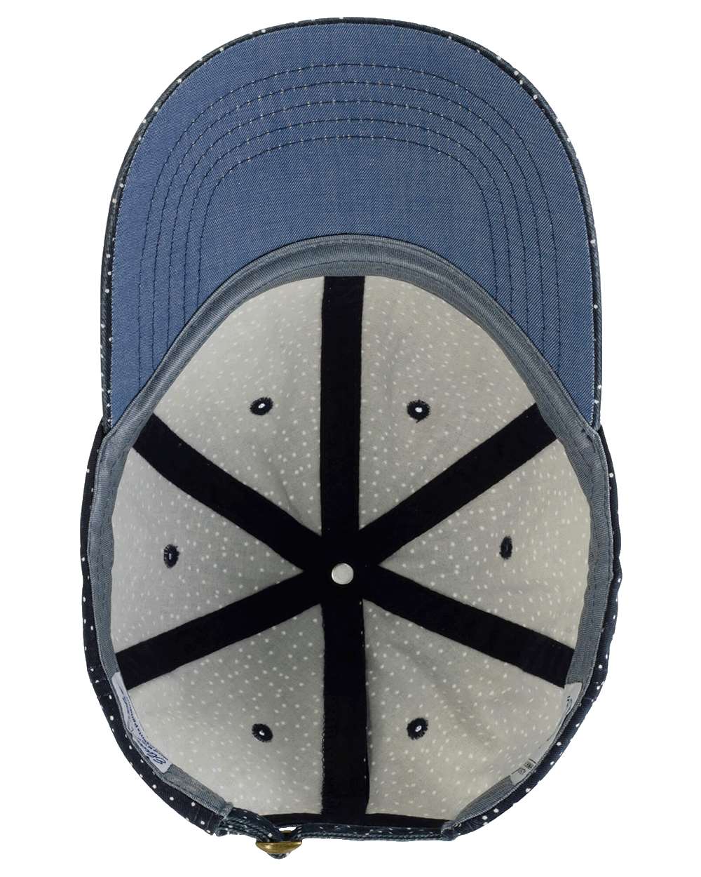 Women's Garment-Washed Fashion Print Cap - Side - B97795100 - Navy/ White Polka Dots
