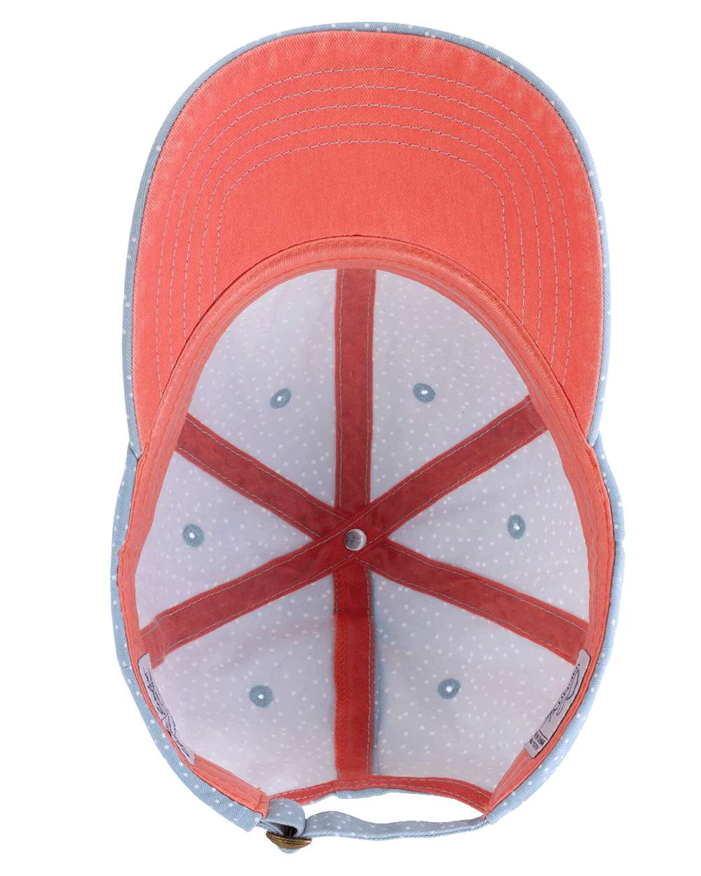 Women's Garment-Washed Fashion Print Cap - Side - B97795250 - Light Blue/ White Polka Dots