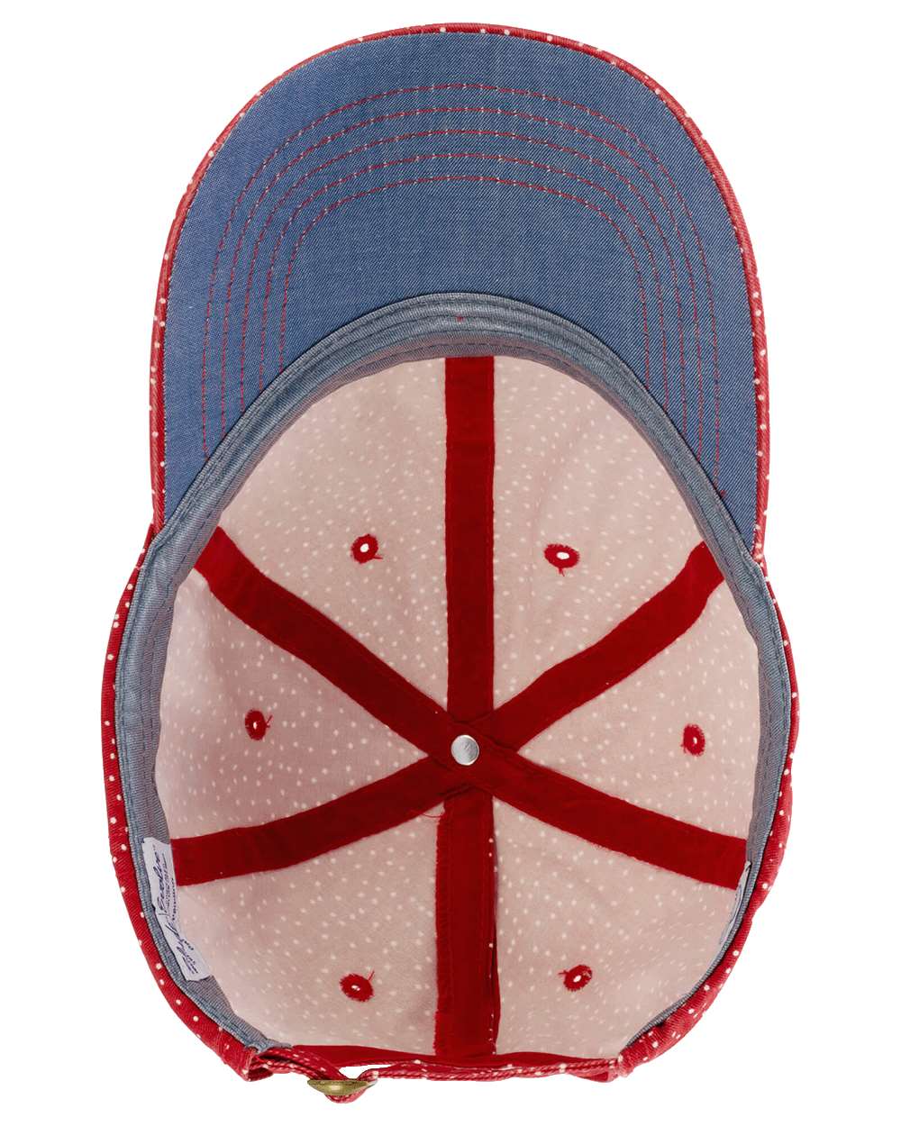 Women's Garment-Washed Fashion Print Cap - Side - B97795700 - Red/ White Polka Dots