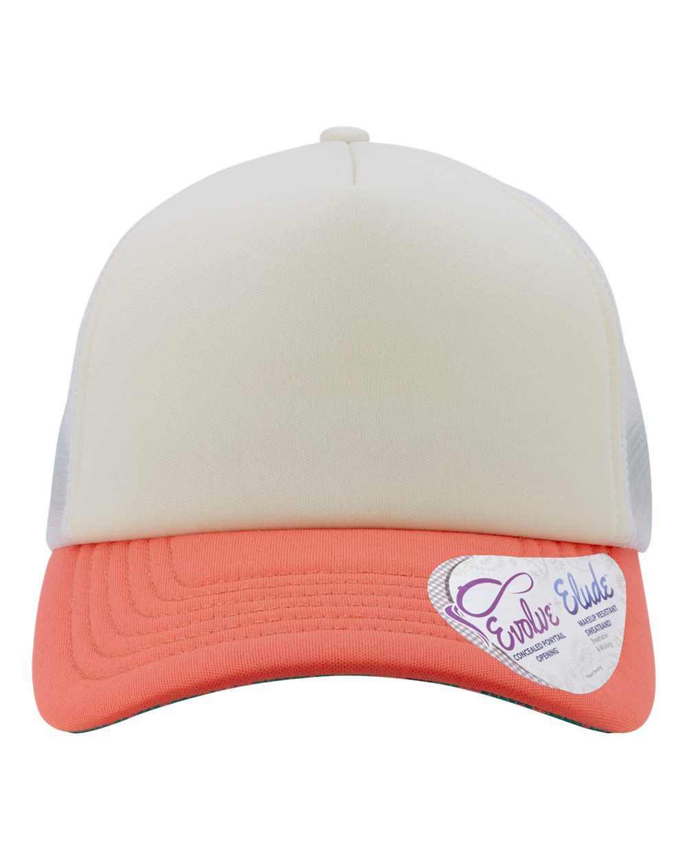 Women's Foam Trucker Cap - Front - B22395110 - Ivory/ Sherbert/ White/ Floral