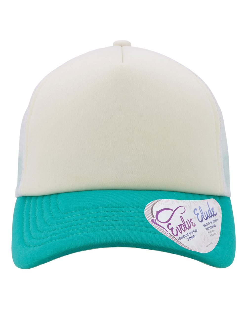 Women's Foam Trucker Cap - Front - B22395240 - Ivory/ Jade/ White/ Swirl