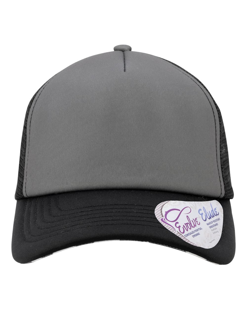 Women's Foam Trucker Cap - Front - B22395650 - Slate/ Black/ Black/ Cow