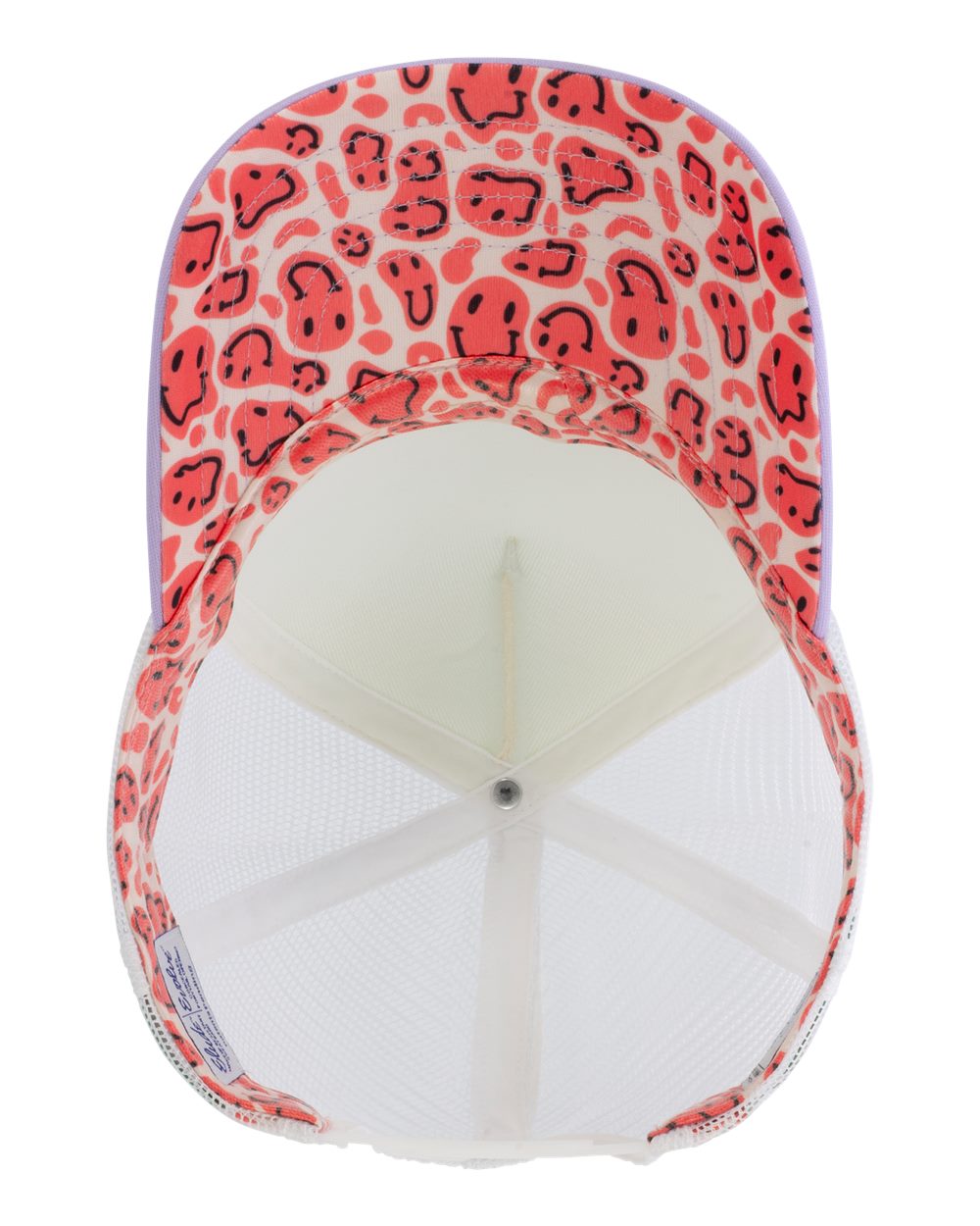 Women's Foam Trucker Cap - Side - B22395100 - Ivory/ Lavender/ White/ Smiley