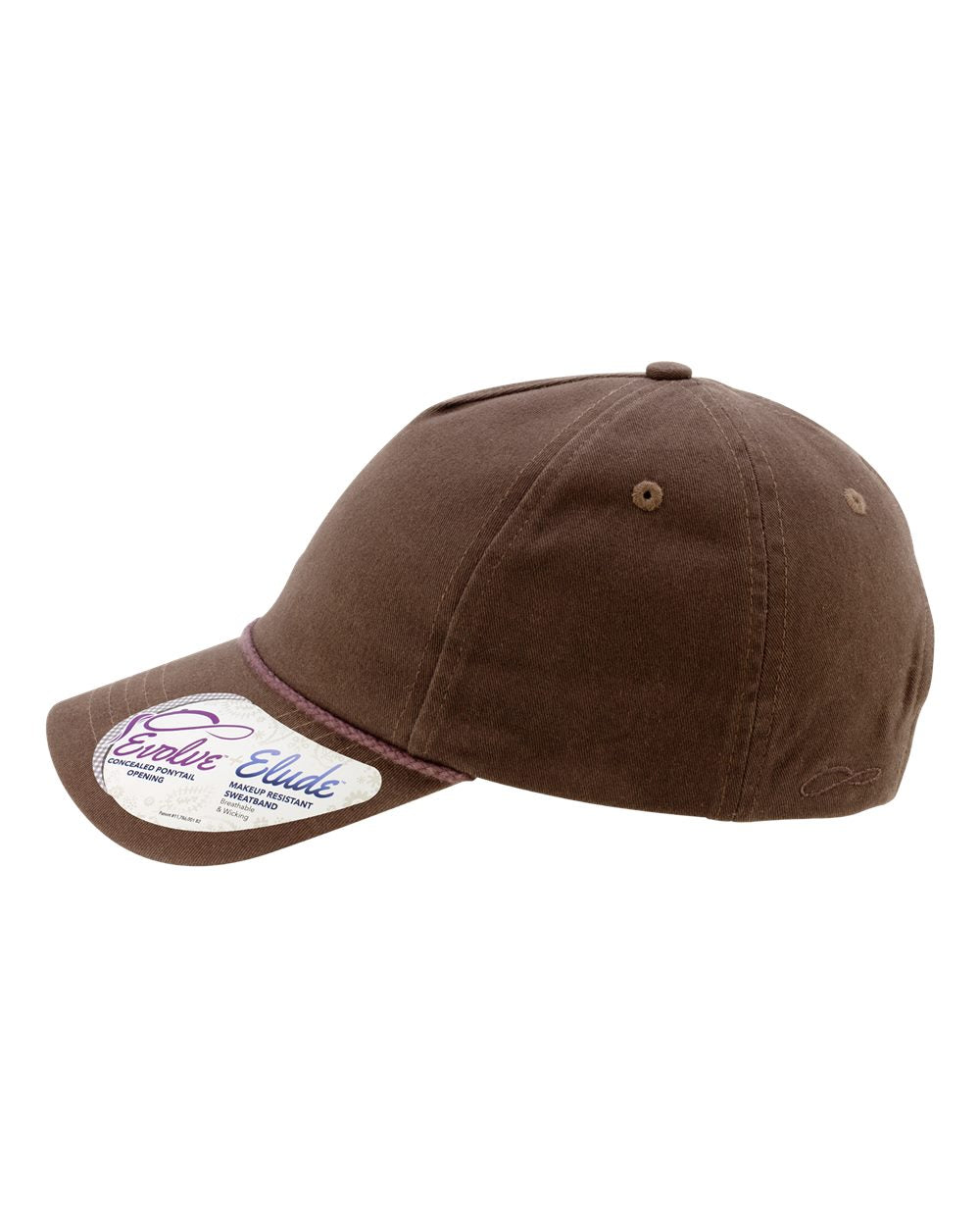 Women's Washed 5-Panel Rope Cap - DirectSide - B34095600 - Chocolate/ Fawn