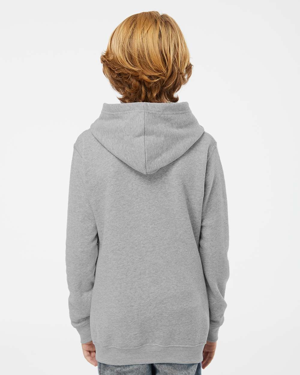 Youth Triblend Fleece Hooded Sweatshirt - OnModelBack - B08328354 - Grey Triblend