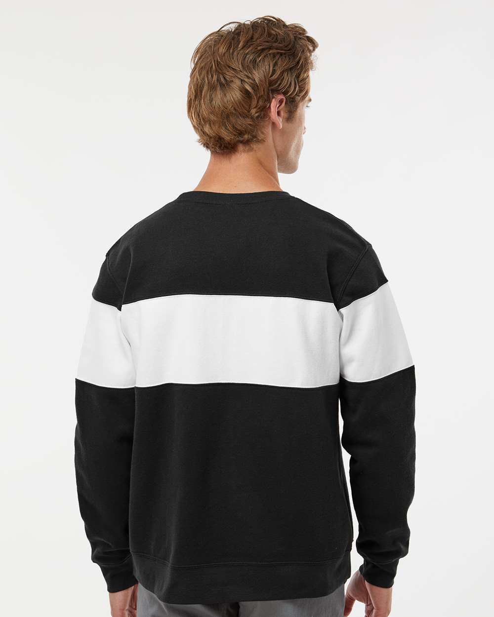 Unisex Varsity Fleece Crewneck Sweatshirt - OnModelBack - B12228502 - Black