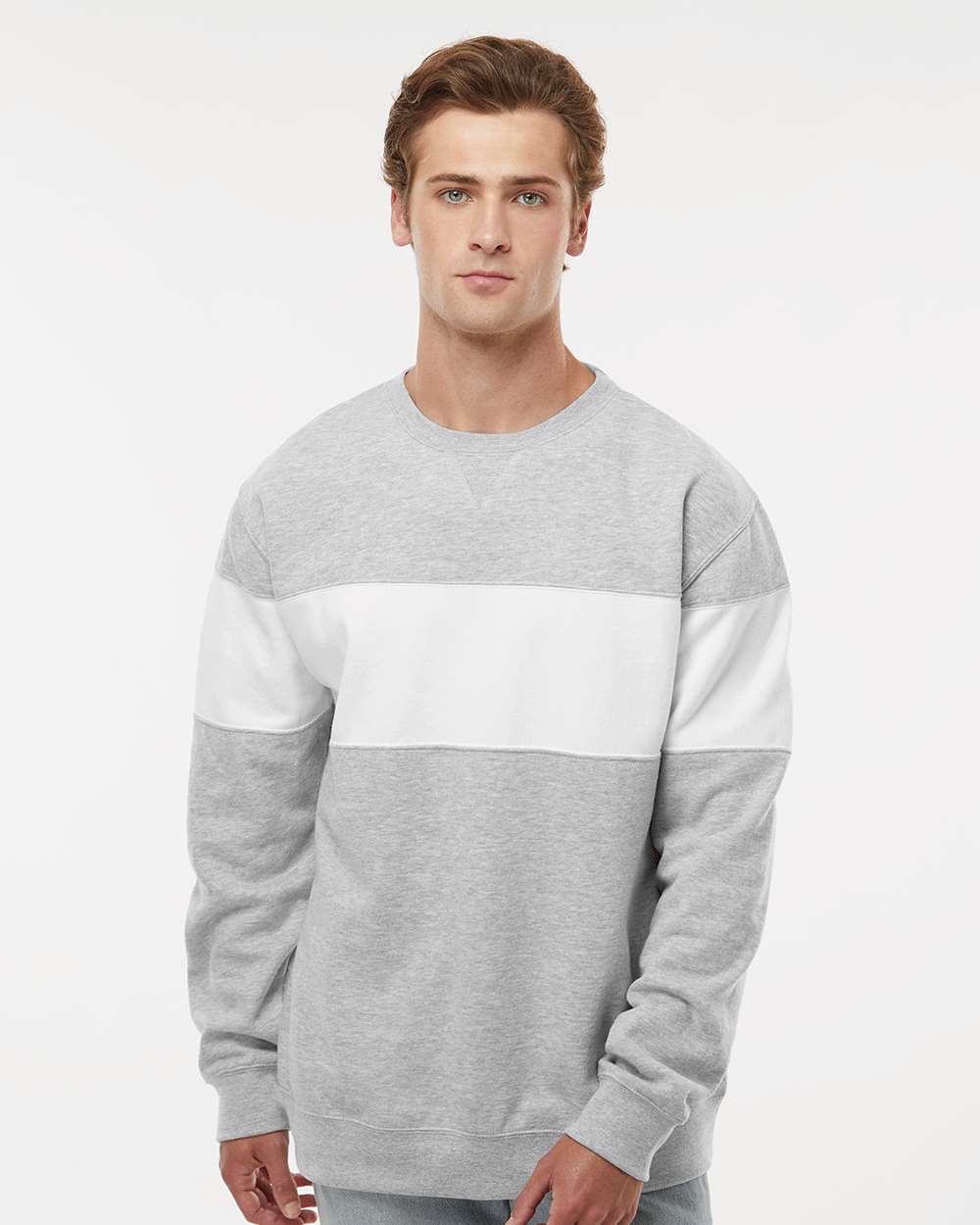 Unisex Varsity Fleece Crewneck Sweatshirt - OnModelFront - B12228582 - Oxford