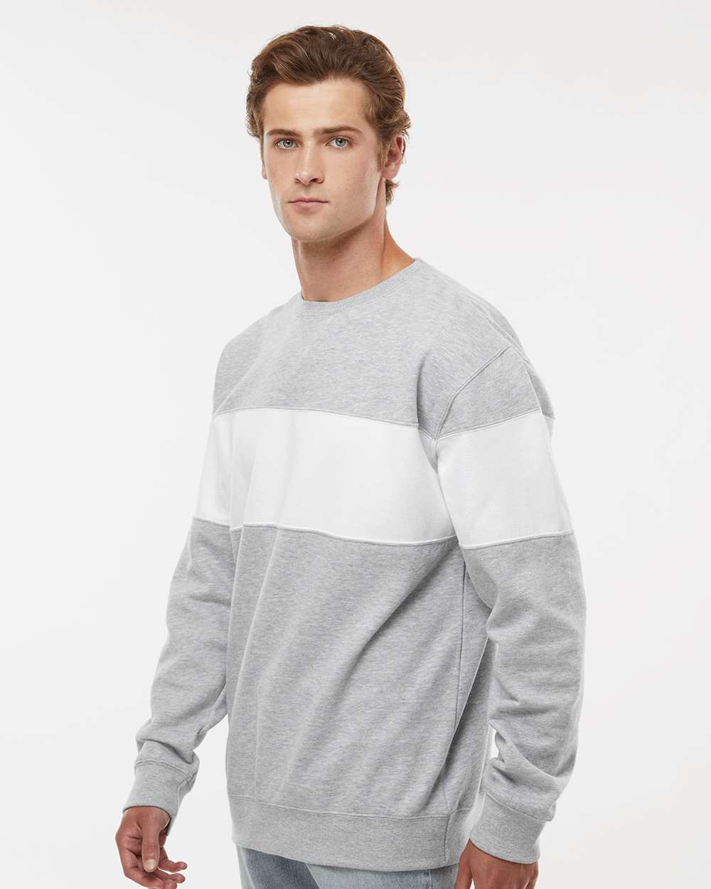 Unisex Varsity Fleece Crewneck Sweatshirt - OnModelSide - B12228582 - Oxford