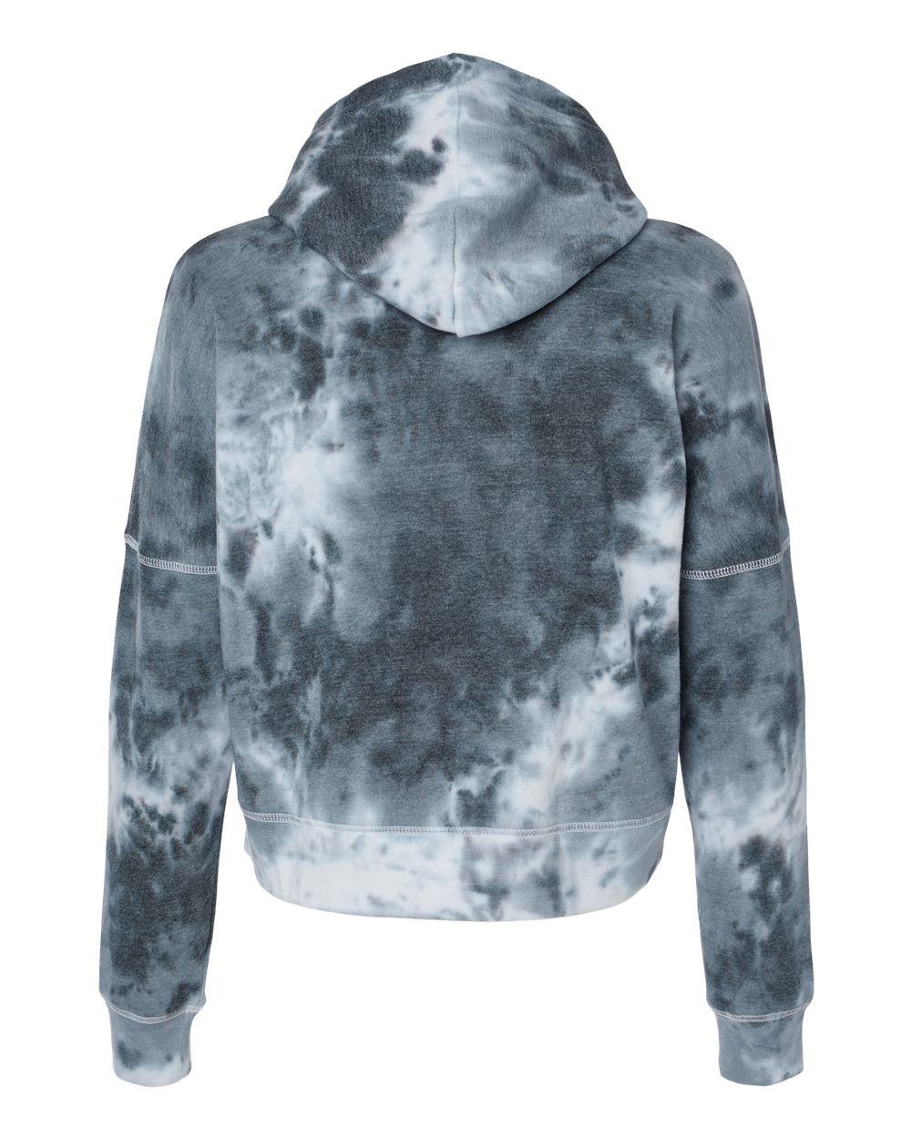 Women's Crop Hooded Sweatshirt - Back - B12428103 - Black Tie Dye