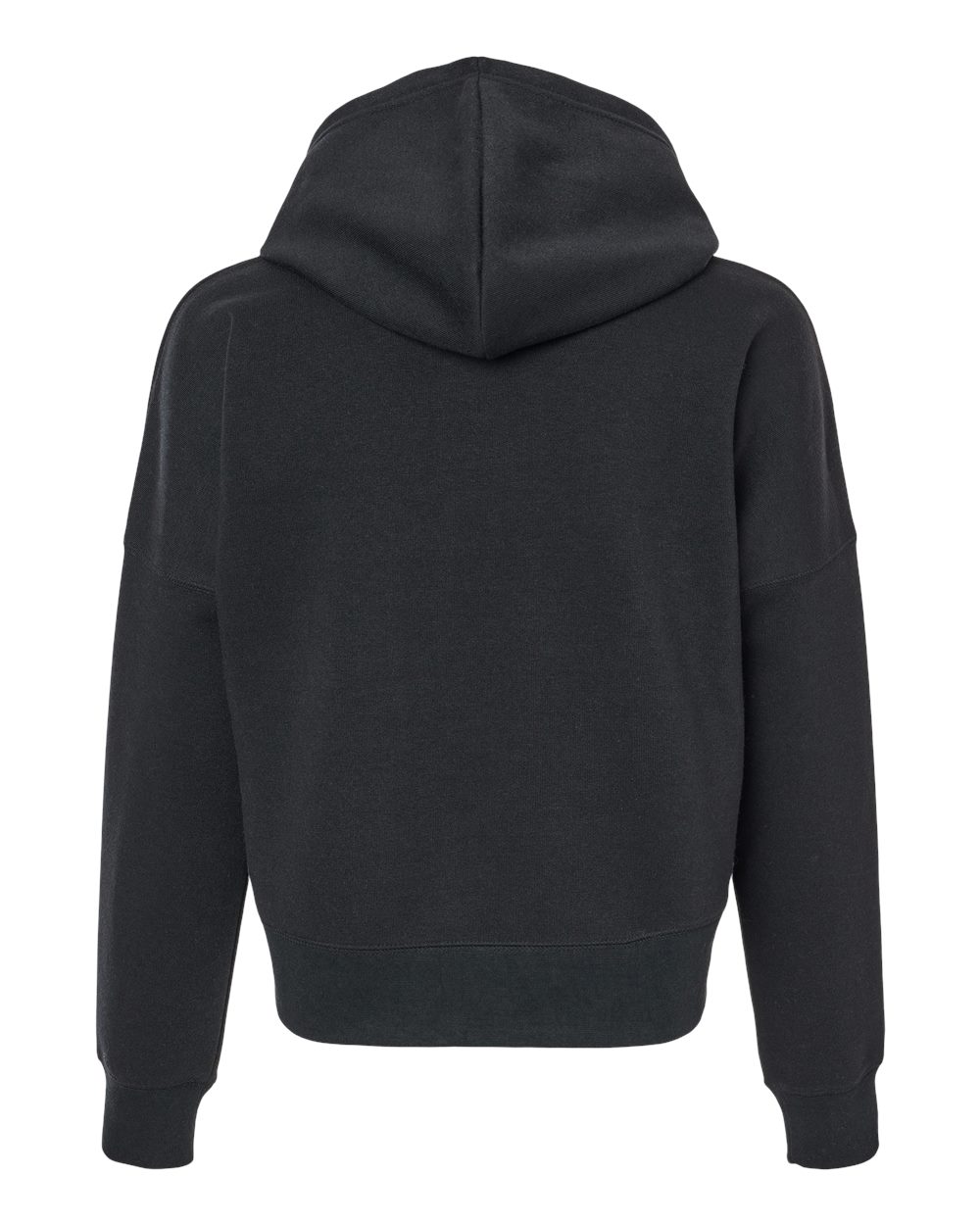 Women's Crop Hooded Sweatshirt - Back - B12428503 - Black Solid