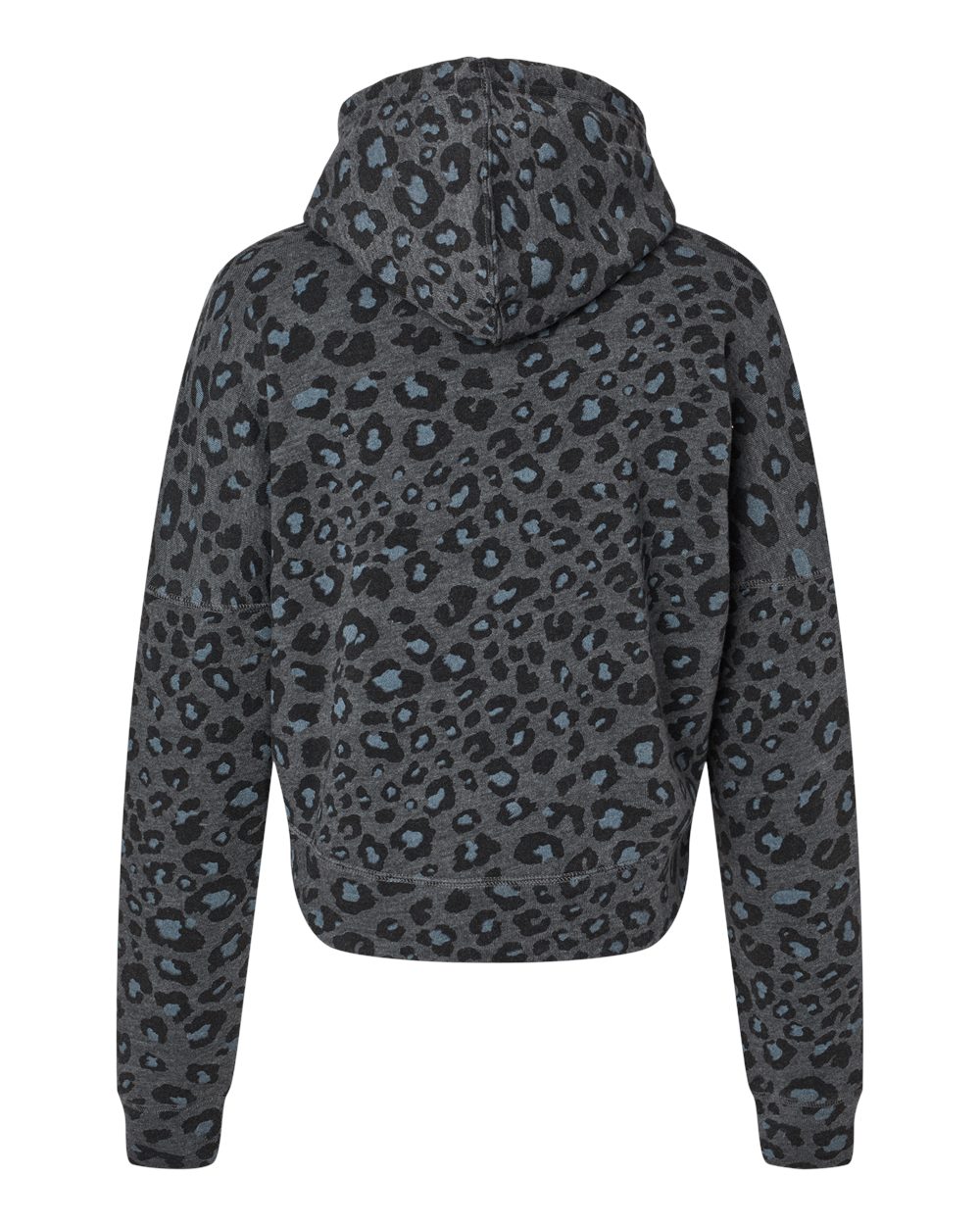 Women's Crop Hooded Sweatshirt - Back - B12428513 - Black Leopard Triblend