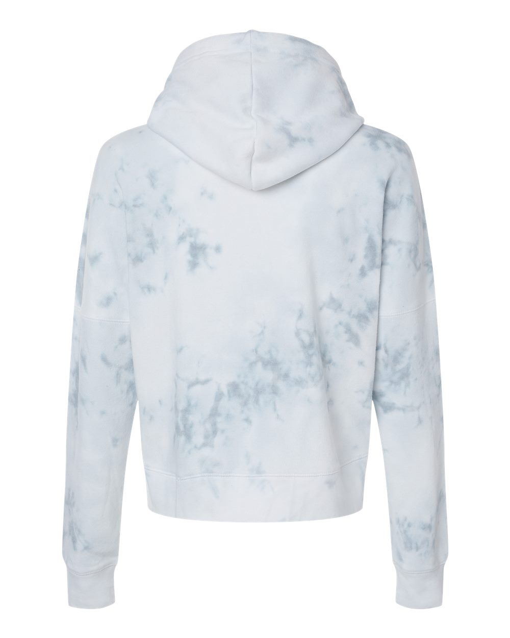 Women's Crop Hooded Sweatshirt - Back - B12428583 - Grey Tie Dye