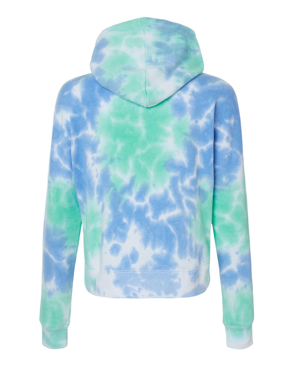 Women's Crop Hooded Sweatshirt - Back - B12428633 - Lagoon Tie Dye