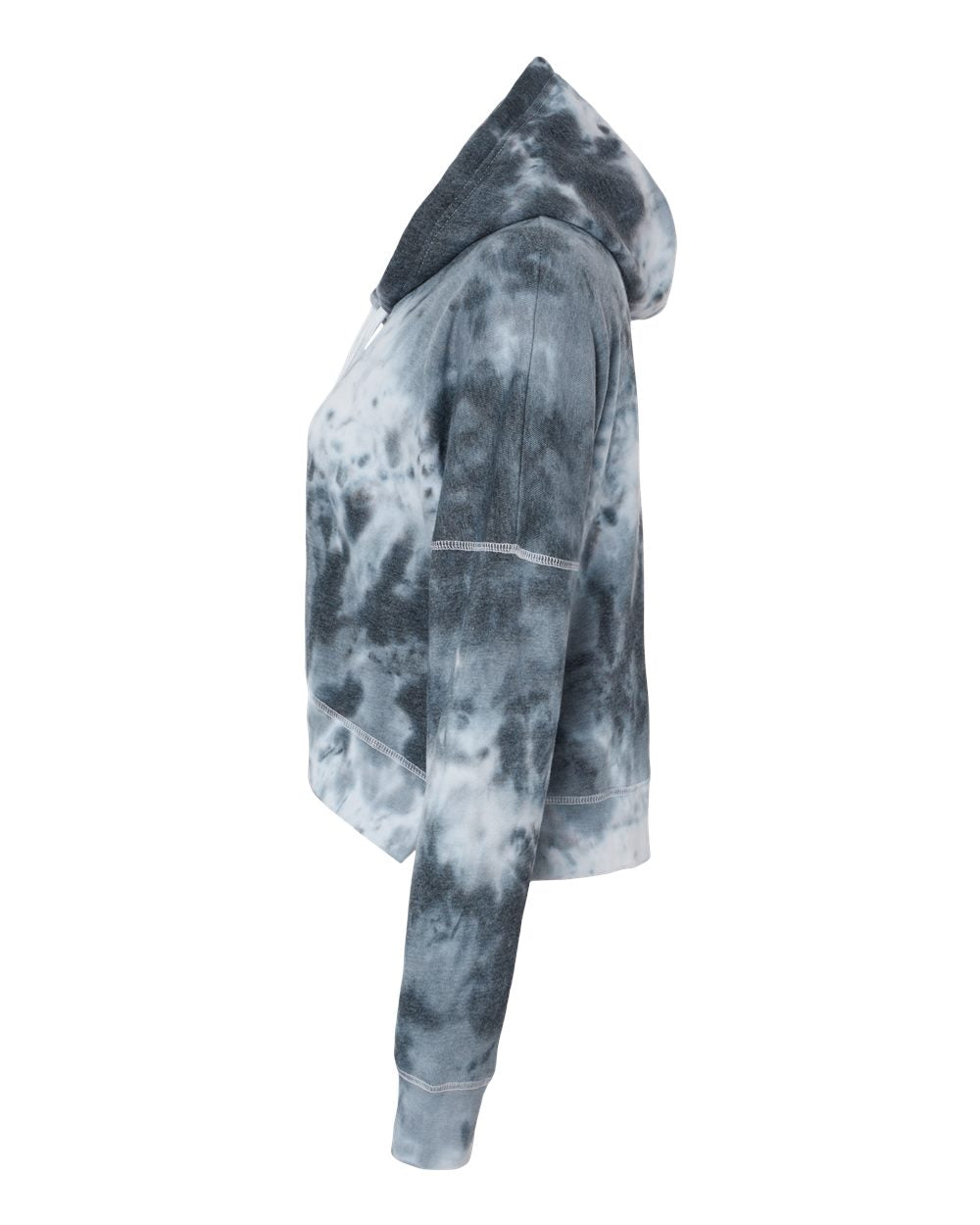 Women's Crop Hooded Sweatshirt - DirectSide - B12428103 - Black Tie Dye