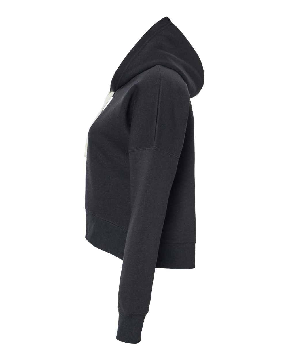 Women's Crop Hooded Sweatshirt - DirectSide - B12428503 - Black Solid