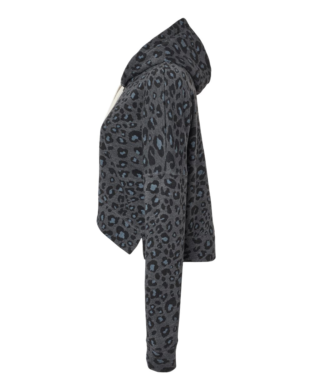 Women's Crop Hooded Sweatshirt - DirectSide - B12428513 - Black Leopard Triblend