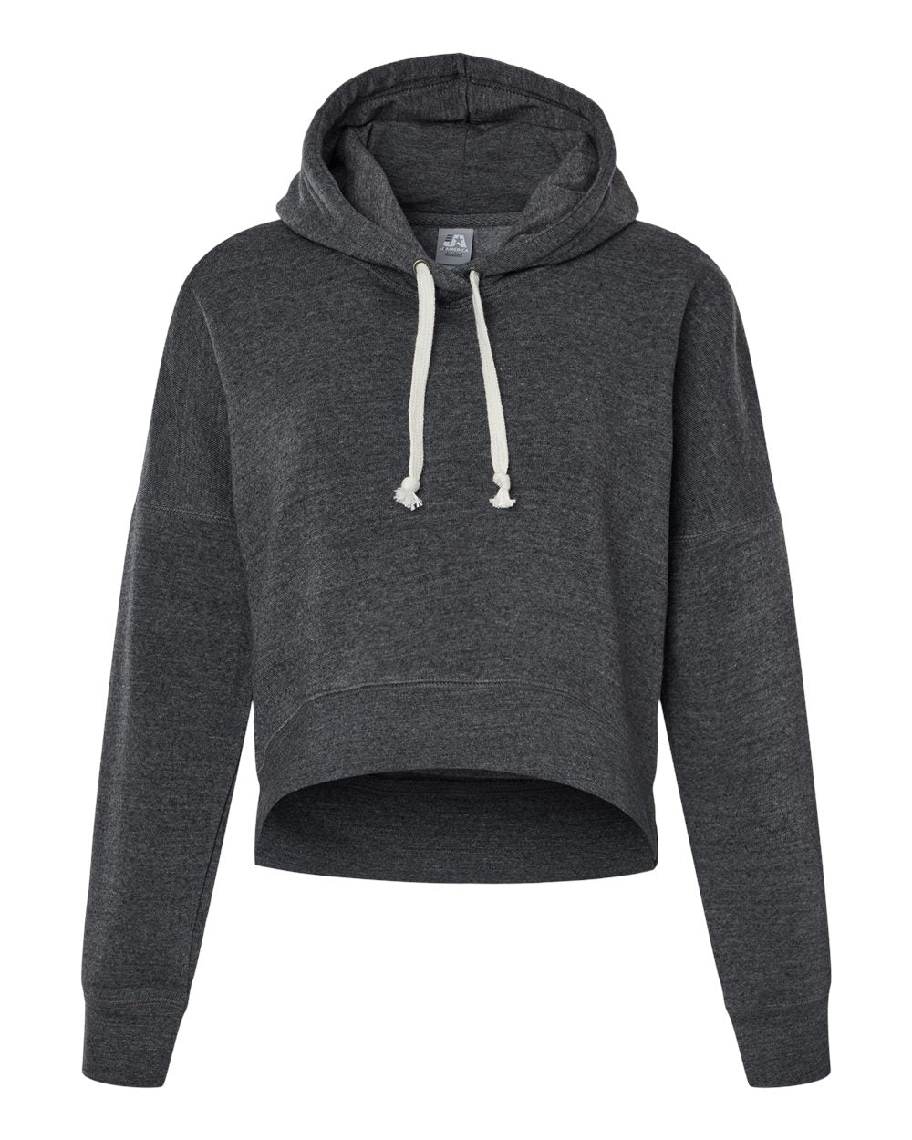Women's Crop Hooded Sweatshirt - Front - B12428113 - Black Triblend