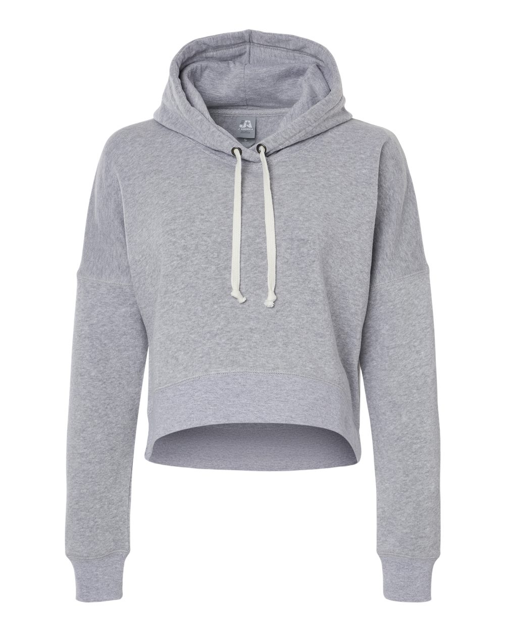 Women's Crop Hooded Sweatshirt - Front - B12428353 - Grey Triblend