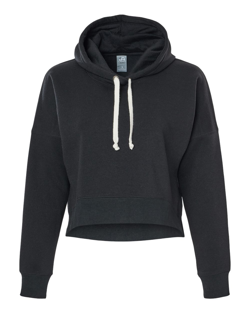 Women's Crop Hooded Sweatshirt - Front - B12428503 - Black Solid