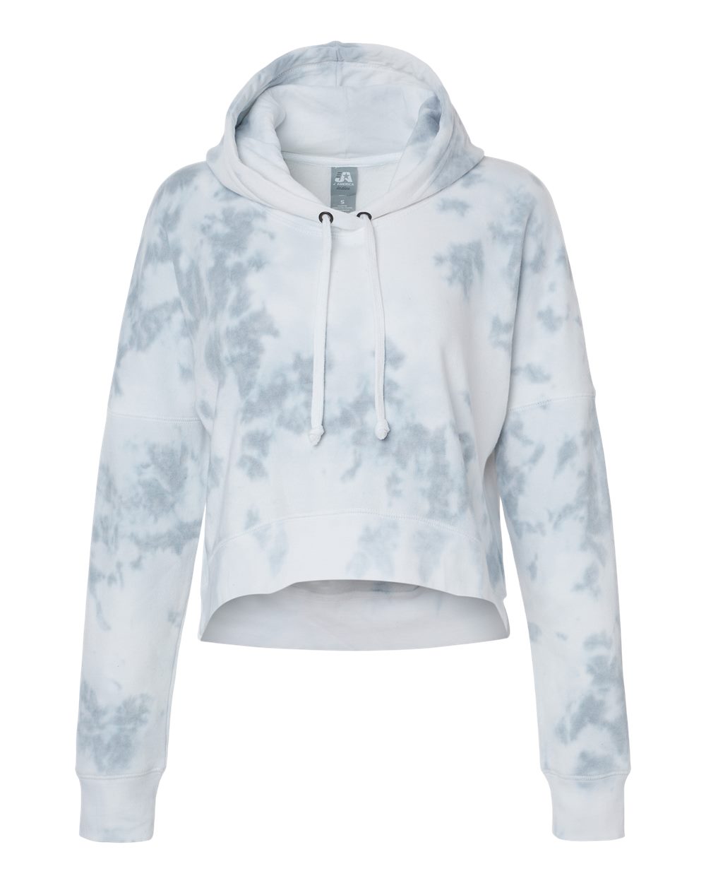 Women's Crop Hooded Sweatshirt - Front - B12428583 - Grey Tie Dye