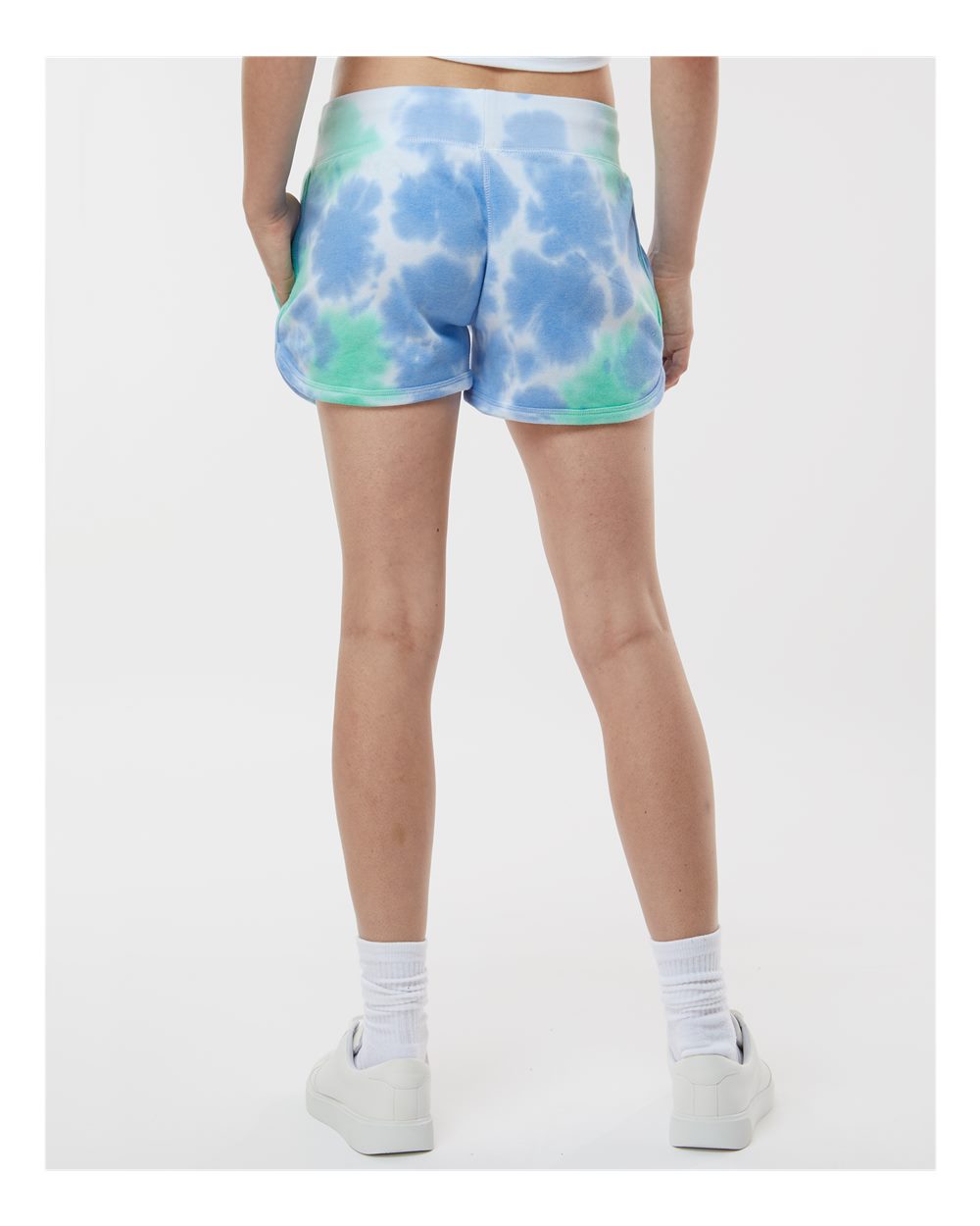 Women's Fleece Shorts - OnModelBack - B12728633 - Lagoon Tie Dye