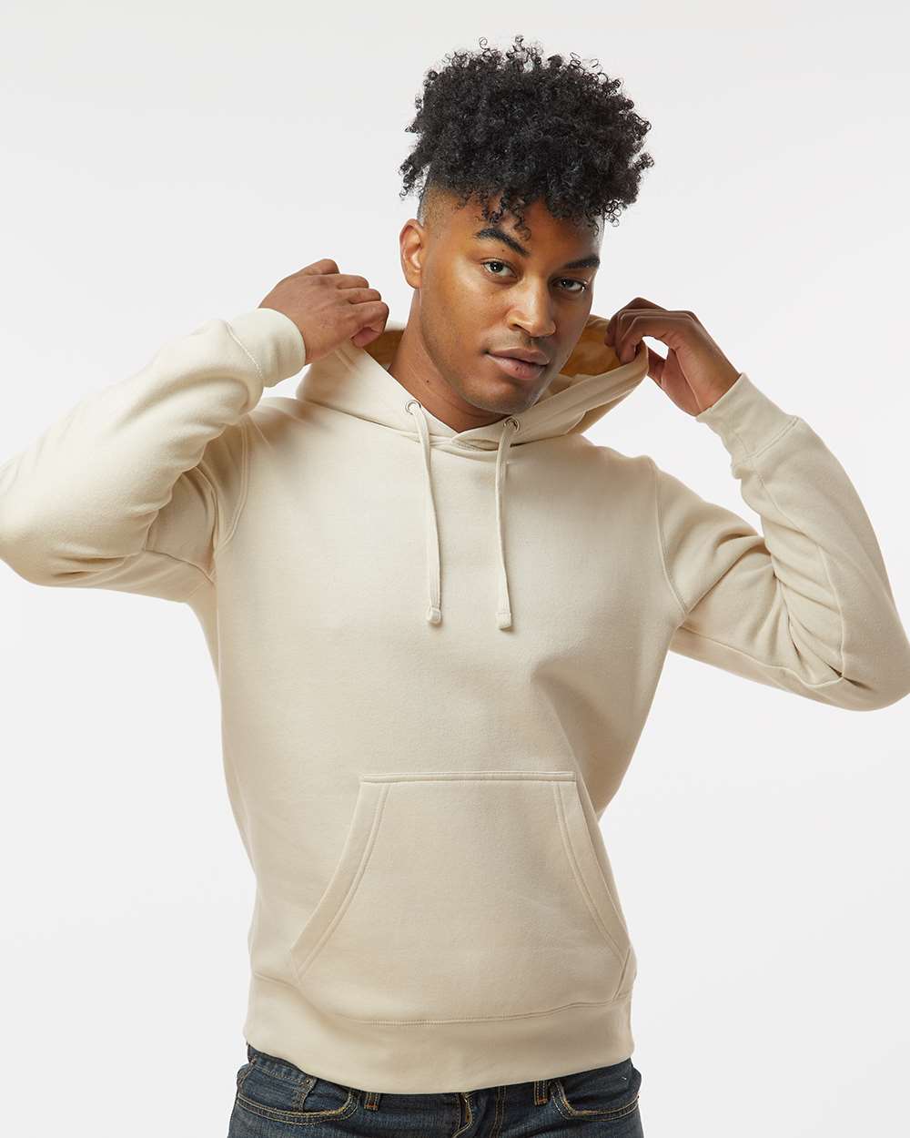 Unisex BTB Fleece Hooded Sweatshirt - OnModelFront - B13428243 - Oyster
