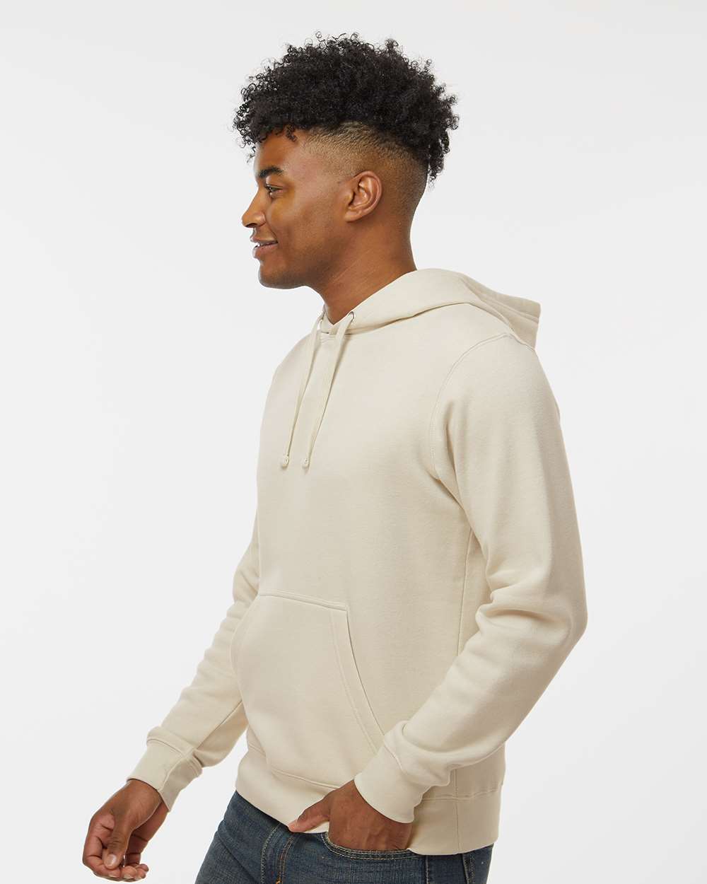 Unisex BTB Fleece Hooded Sweatshirt - OnModelSide - B13428243 - Oyster
