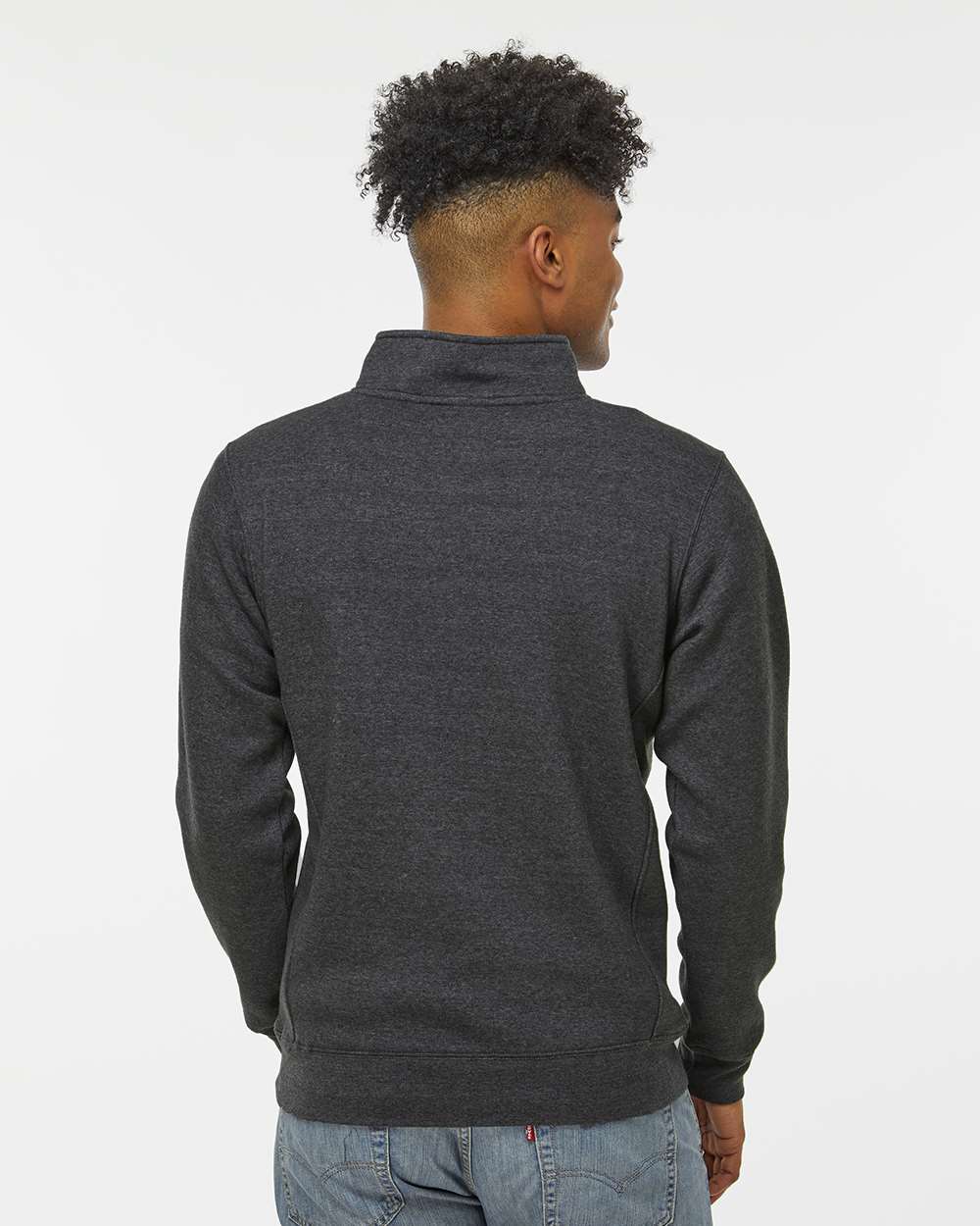 Unisex Heavyweight Fleece Quarter-Zip Sweatshirt - OnModelBack - B14528093 - Charcoal Heather