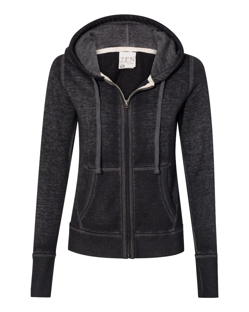 Women's Zen Fleece Full-Zip Hooded Sweatshirt - Front - B88328502 - Twisted Black