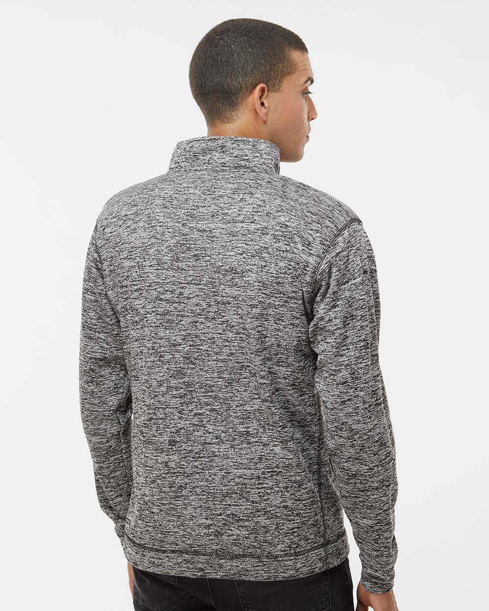 Men's Cosmic Fleece Quarter-Zip Sweatshirt - OnModelBack - B24528133 - Charcoal Fleck