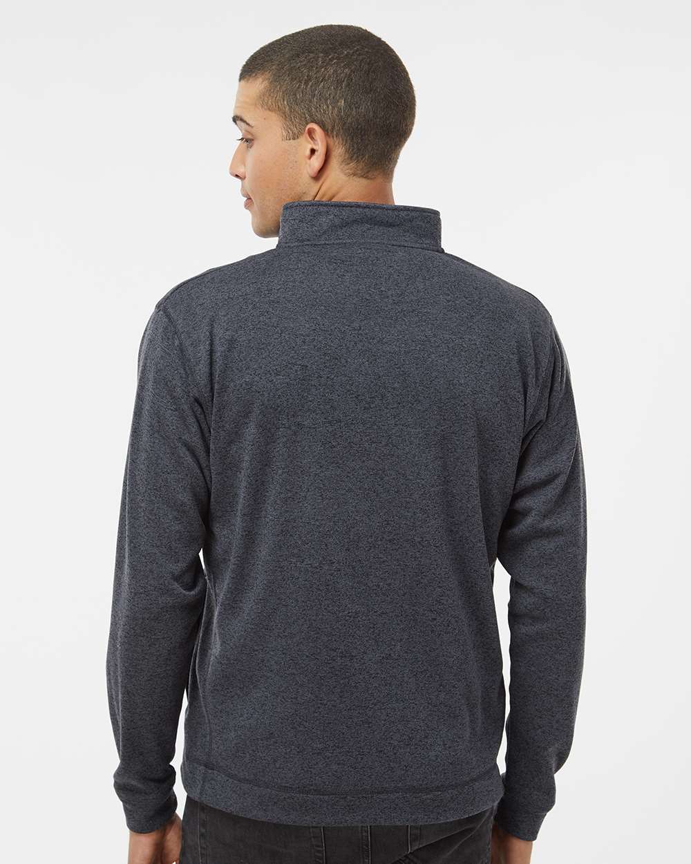 Men's Cosmic Fleece Quarter-Zip Sweatshirt - OnModelBack - B24528343 - Onyx Fleck