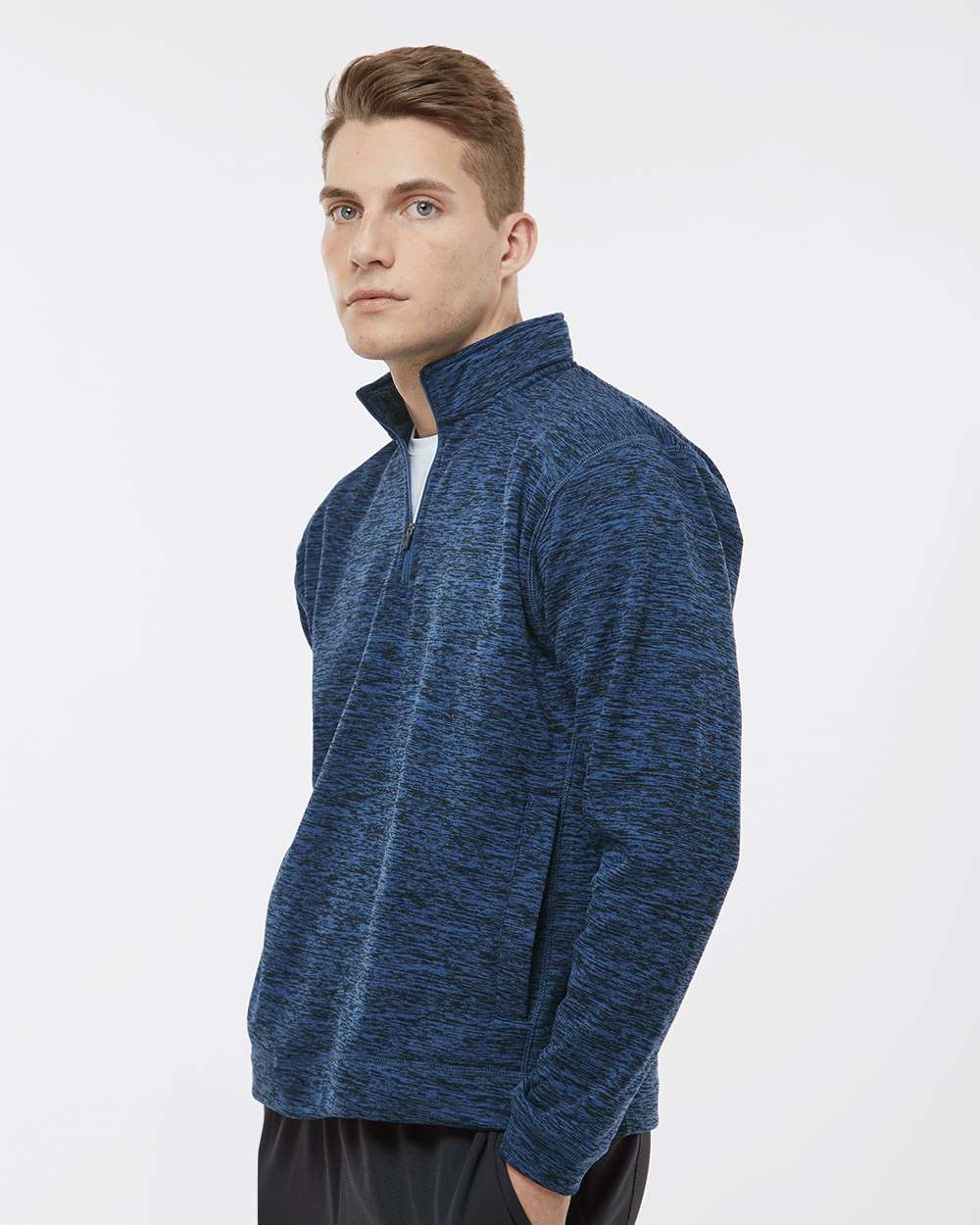 Men's Cosmic Fleece Quarter-Zip Sweatshirt - OnModelSide - B24528753 - Royal Fleck
