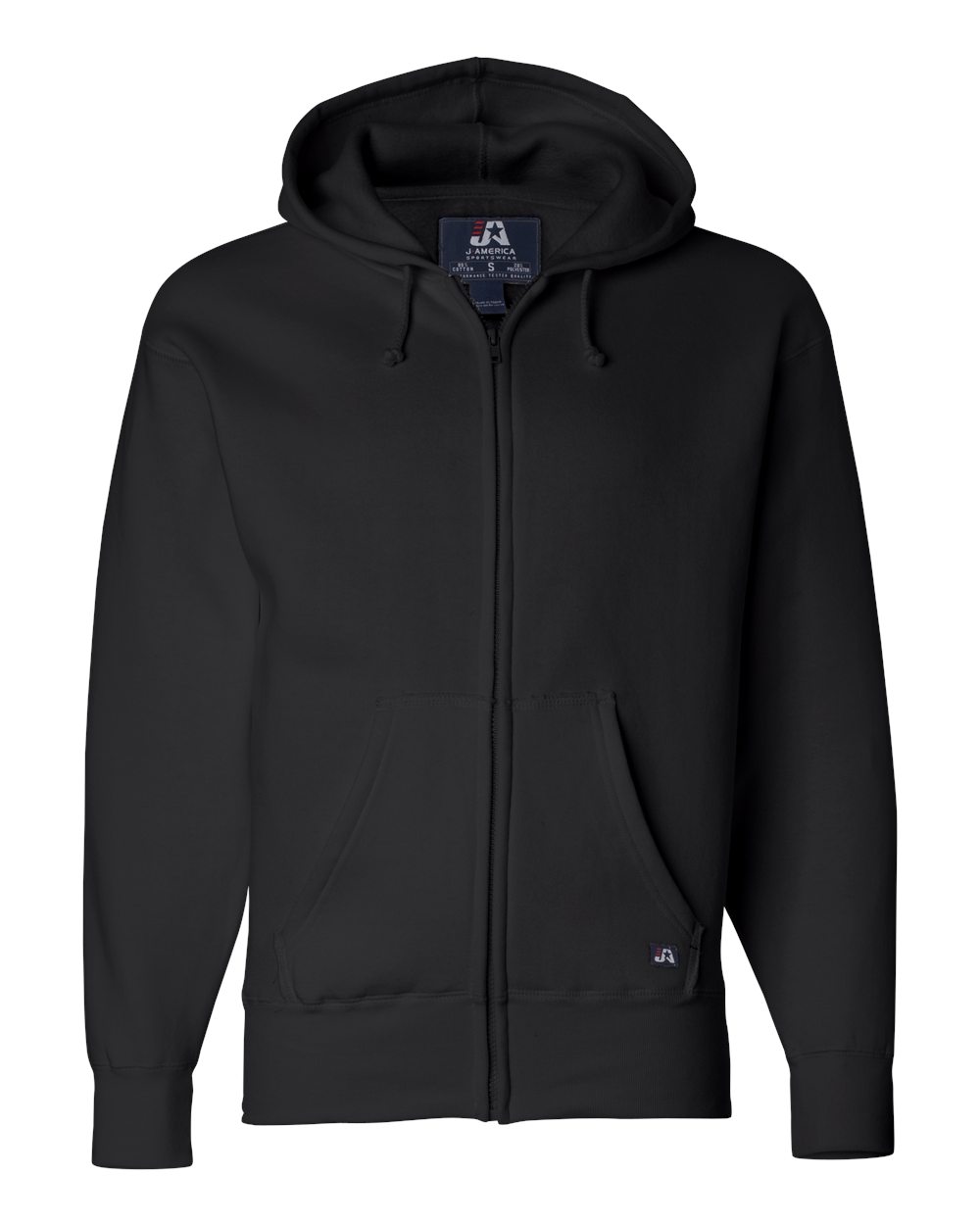 Men's Premium Full-Zip Hooded Sweatshirt - Front - B20428503 - Black