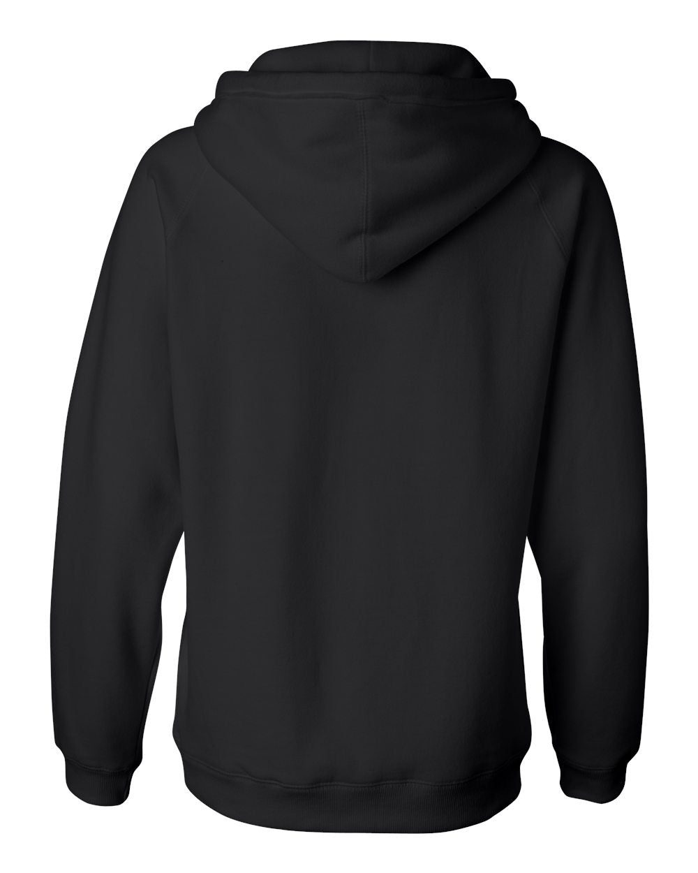 Women's Sueded V-Neck Hooded Sweatshirt - Back - B20728503 - Black