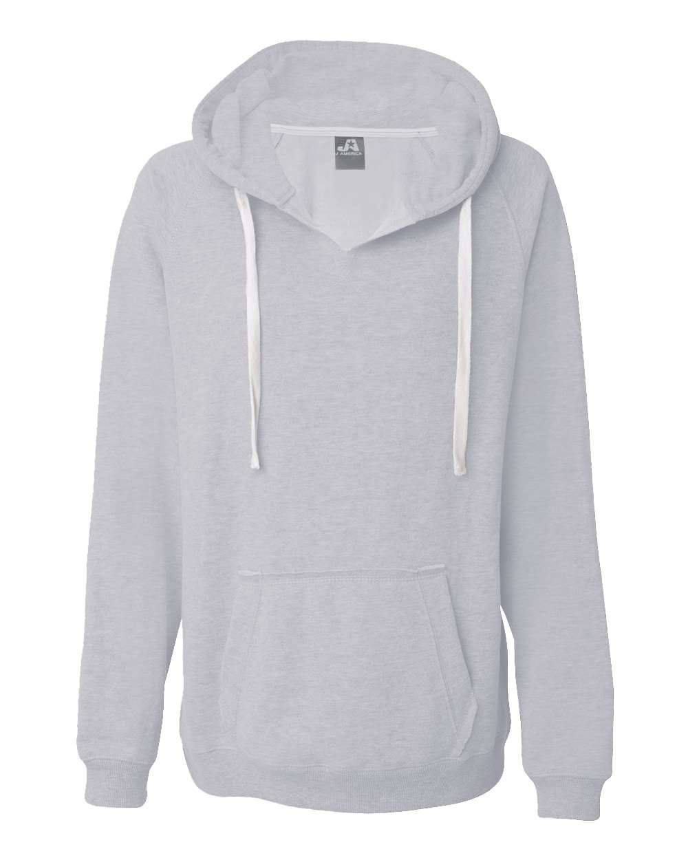 Women's Sueded V-Neck Hooded Sweatshirt - Front - B20728583 - Oxford