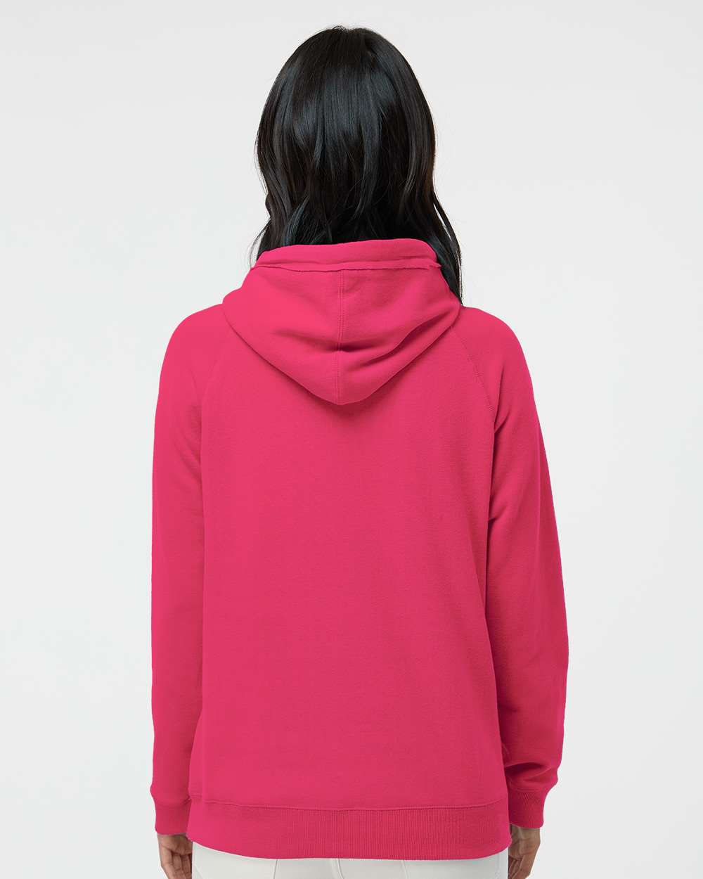 Women's Sueded V-Neck Hooded Sweatshirt - OnModelBack - B20728033 - Wildberry
