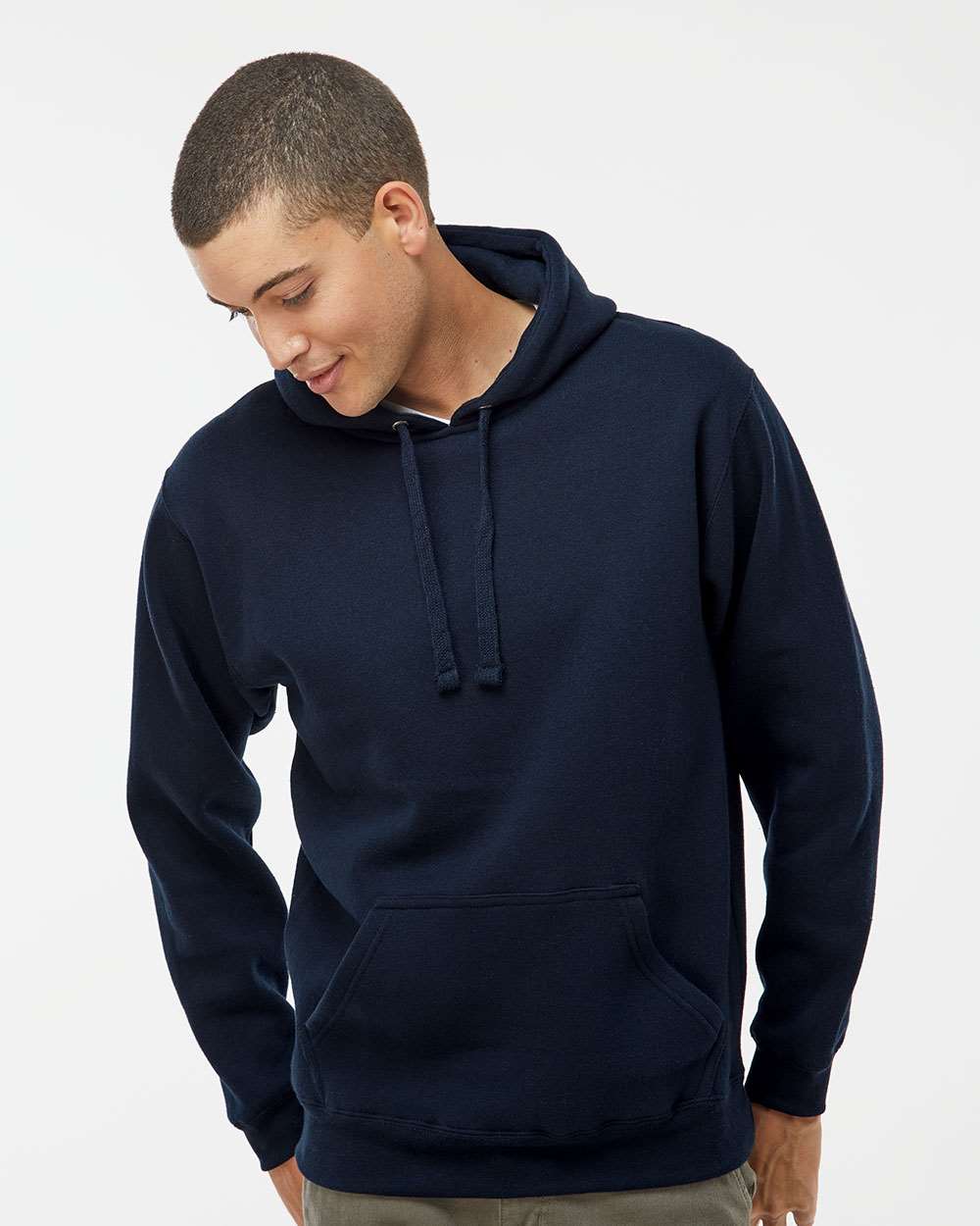 Men's Premium Hooded Sweatshirt - OnModelFront - B22228653 - Navy